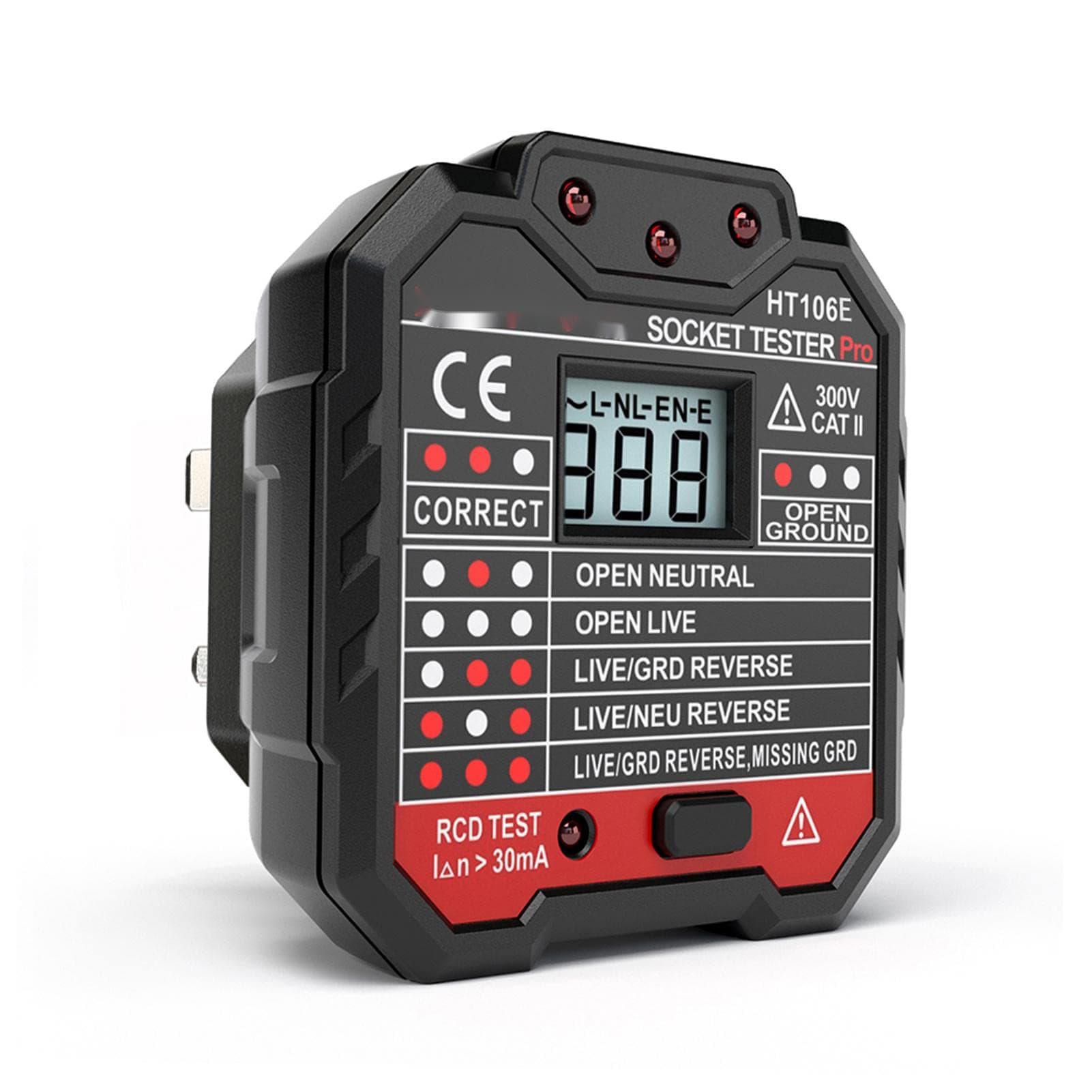 Eacam Advanced RCD Electric Socket Tester Automatic Neutral Live Earth Wire Testing Circuit Polarity Detector Wall Plug Breaker Finder Electric Leakage Test with Voltage Backlight LCD Display