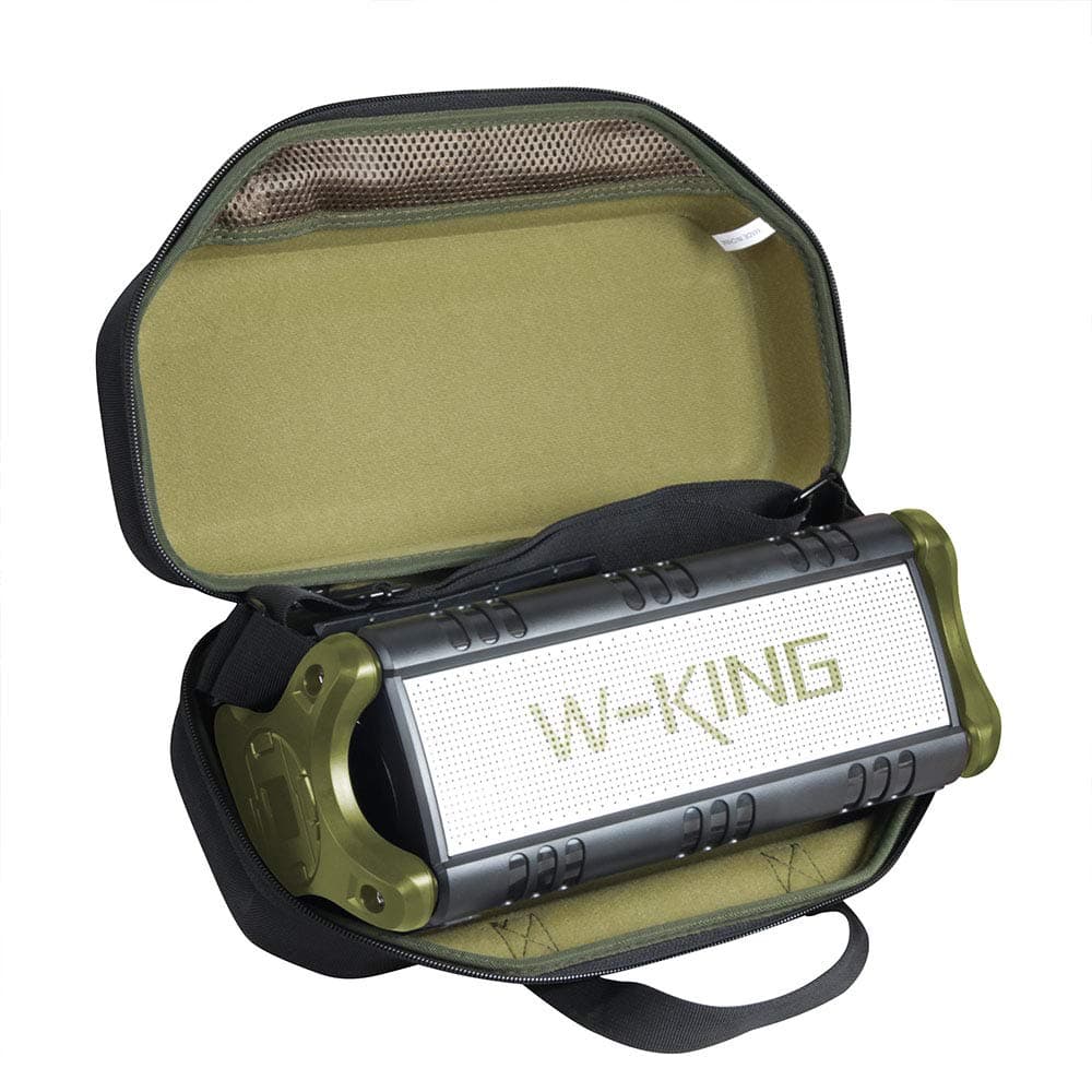 Hermitshell Hard Travel Case for W-King 90W Max Wireless Bluetooth Speakers (Black +Green)