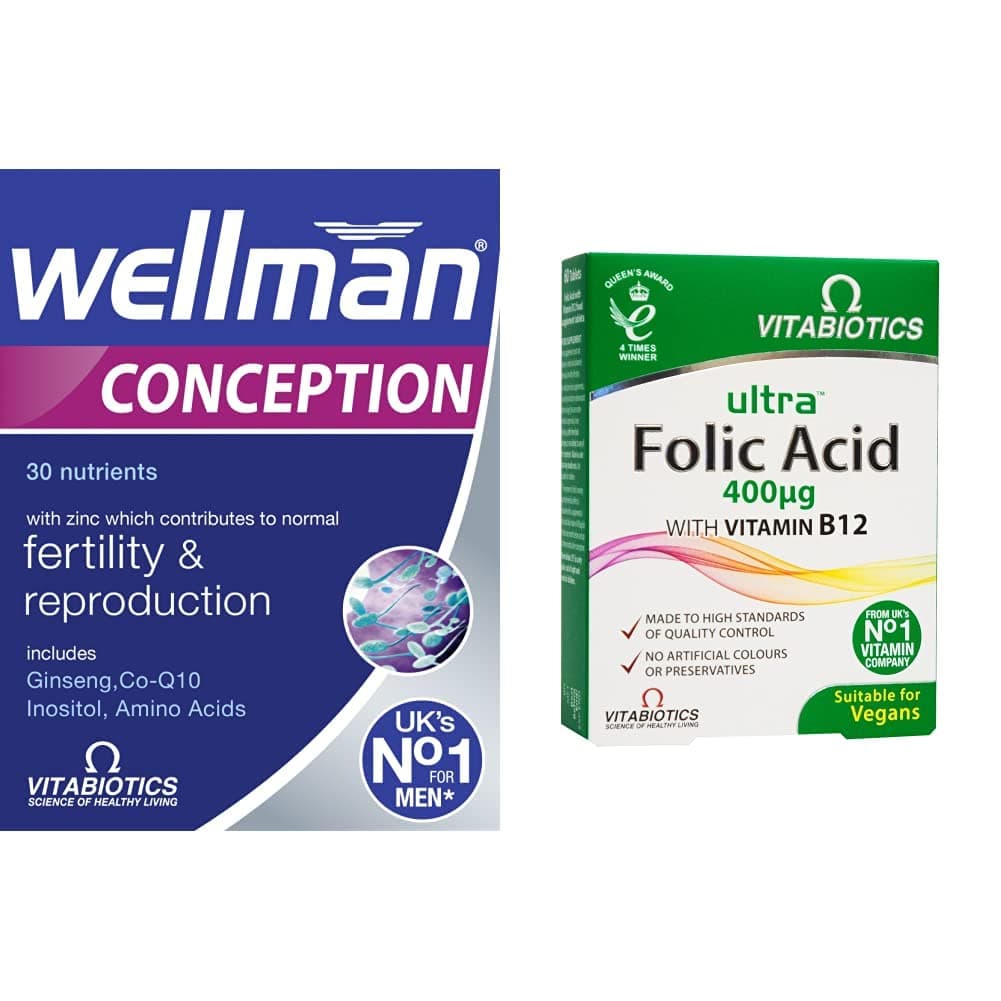 Wellman Conception 30 Tablets Support Pack with Vitabiotics Ultra Folic Acid