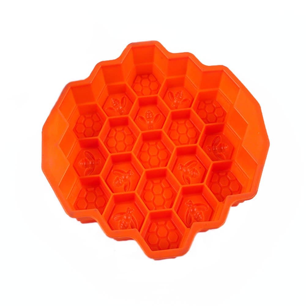 Honeycomb Silicone Soap Mold | 19-Hole Baking Cake Mold Bakeware for Family or Friends Party (Orange, 9-Inch)