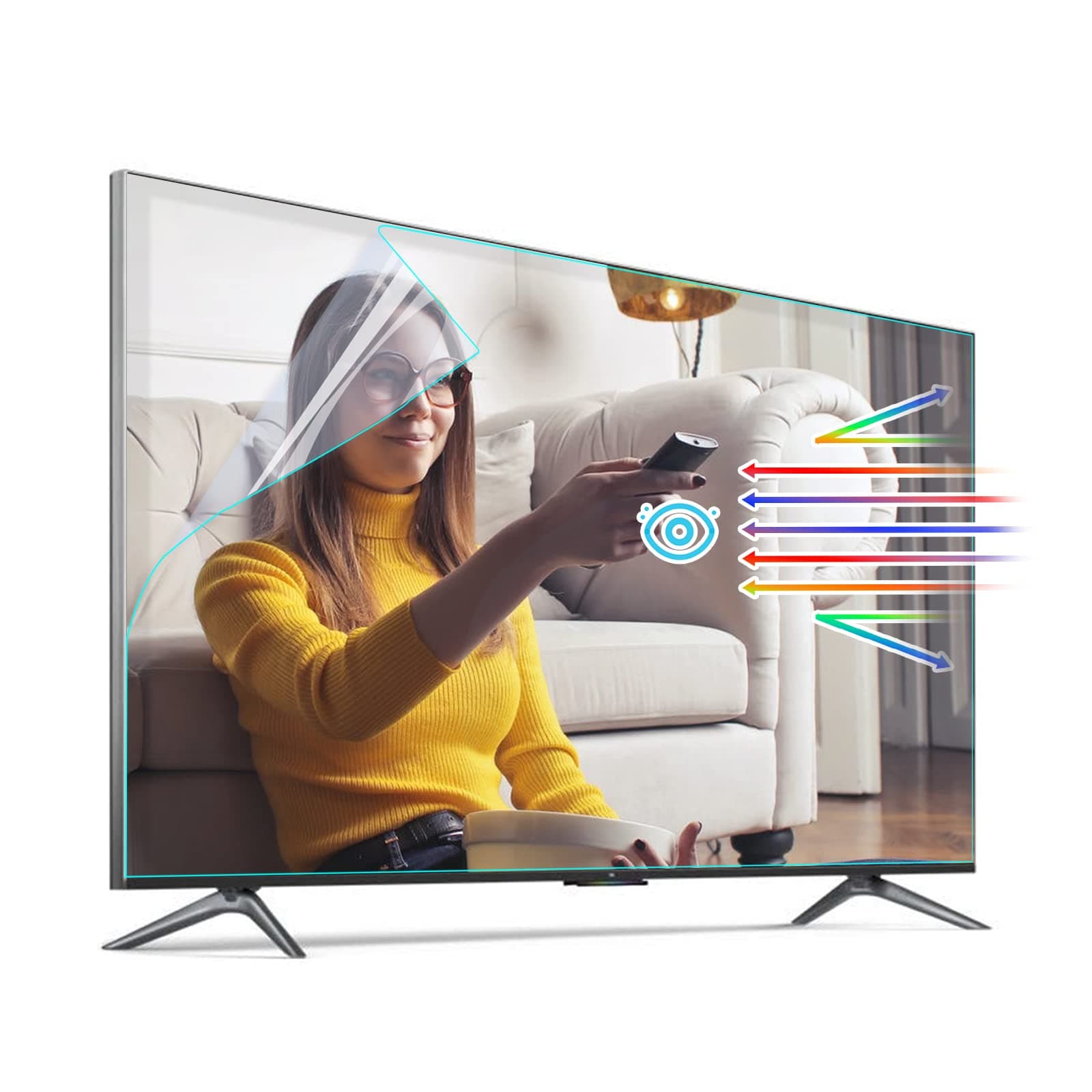 KIOP TV Screen Protector Out Blue Light Filter Anti Glare Film 40 Inch -New Upgrade Multi-Function Matte TV Monitor Film,Relieve Eye Strain,Anti Scratch,40"