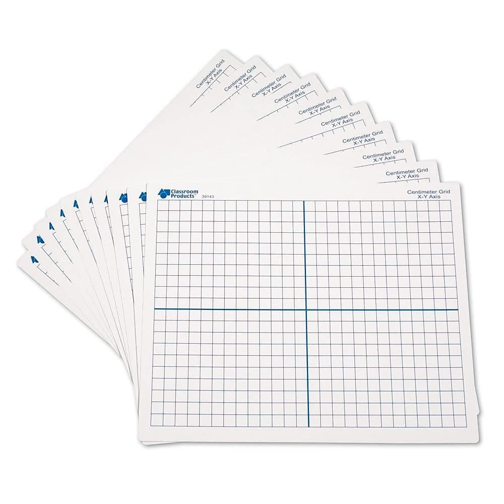 Learning Resources 9"x 11" Double Sided X-Y Axis Dry Erase Mats, Graphing, Math Classroom Accessories, Teaching Aids, Set of 10, Ages 6+