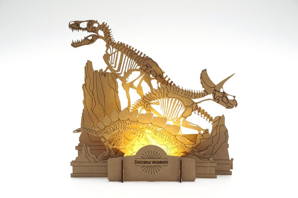 Funny Fish Craft Lights Decorative Design Table Desk Night Light Laser-Cut Paper Art (Dinosaur museum)