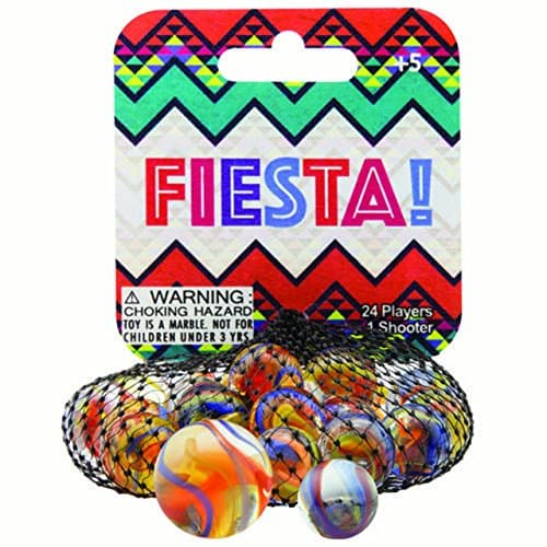 Mega Marbles Themed Marbles- 24 Player Marbles (5/8'') - 1 Shooter (1'')- (Fiesta)