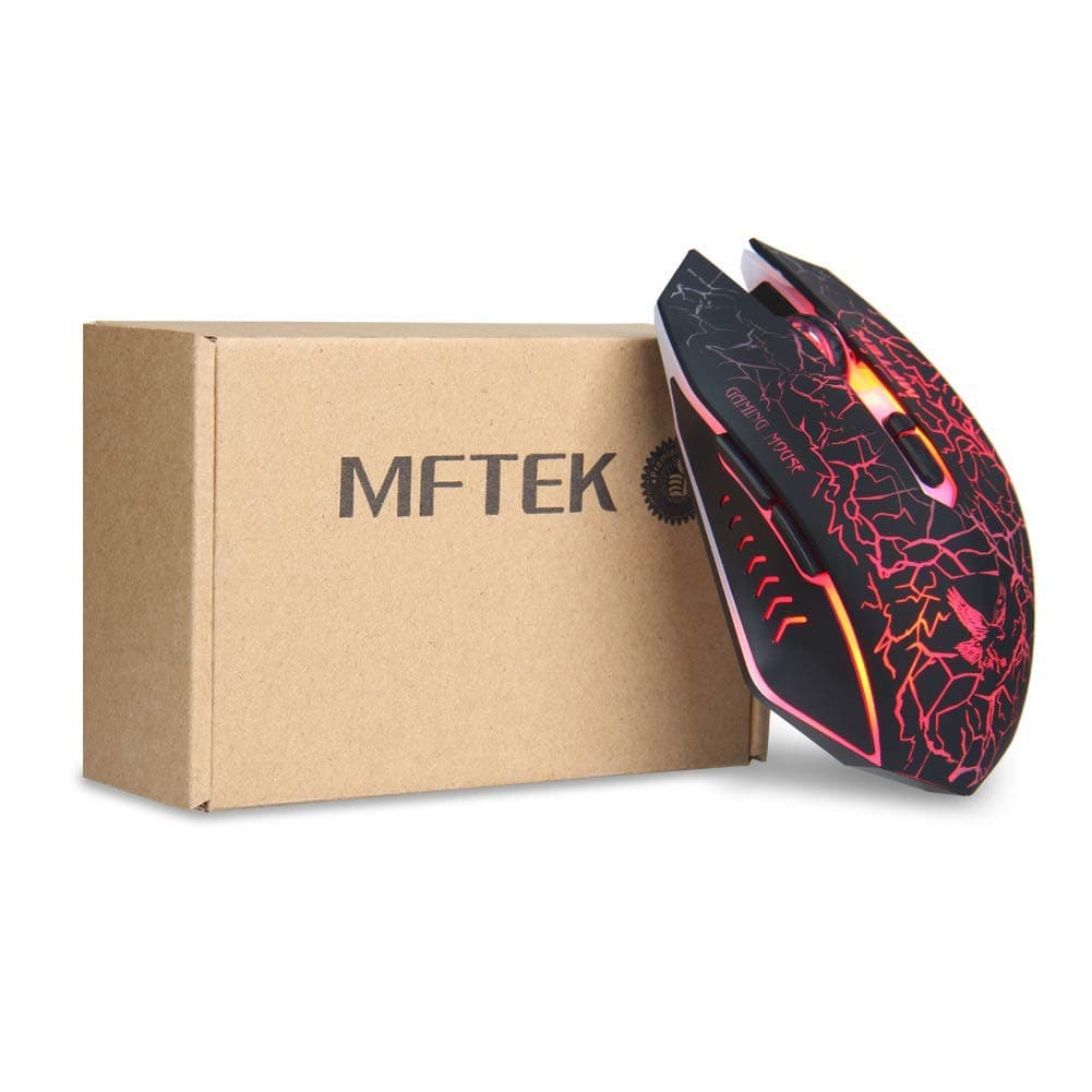 MFTEK Gaming Mouse Wired, Ergonomic Gamer Laptop PC Optical Computer Mice with RGB Backlit, 4 Adjustable DPI Up to 1200, 6 Programmable Buttons for Windows 7/8/10/11 /XP Vista Linux