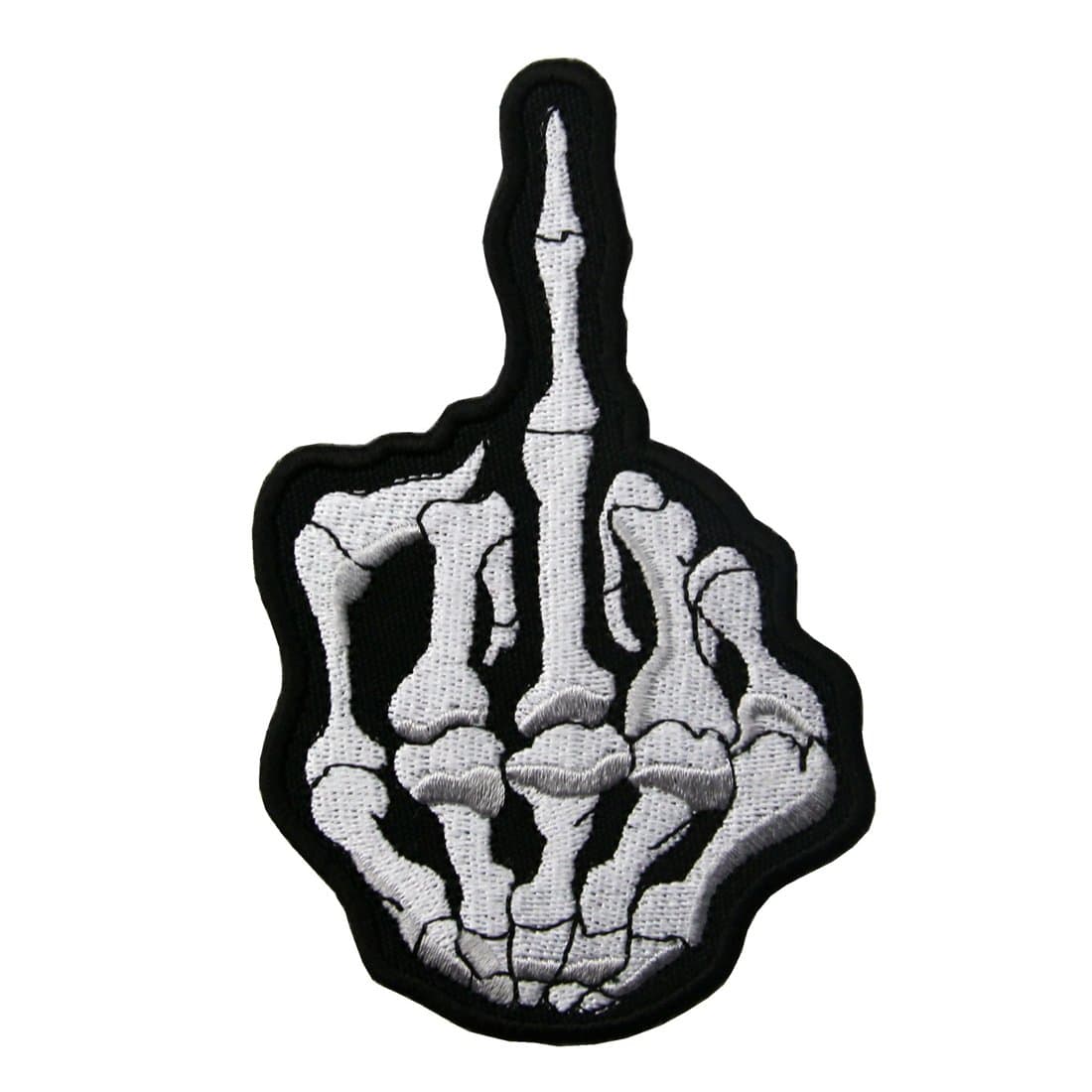 Skull Middle Finger Skeleton Bone Ghost Embroidered Badge Iron On Sew On Patch