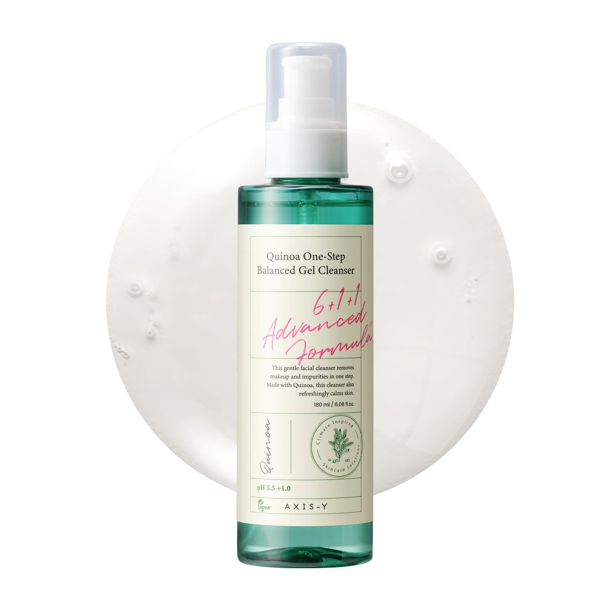 AXIS-Y Quinoa One Step Balanced Gel Cleanser - Deep Hydrating Makeup Remover Facial Cleansing Gel - Vegan Korean Skin Care Face Wash for All Skin Types - 180ml