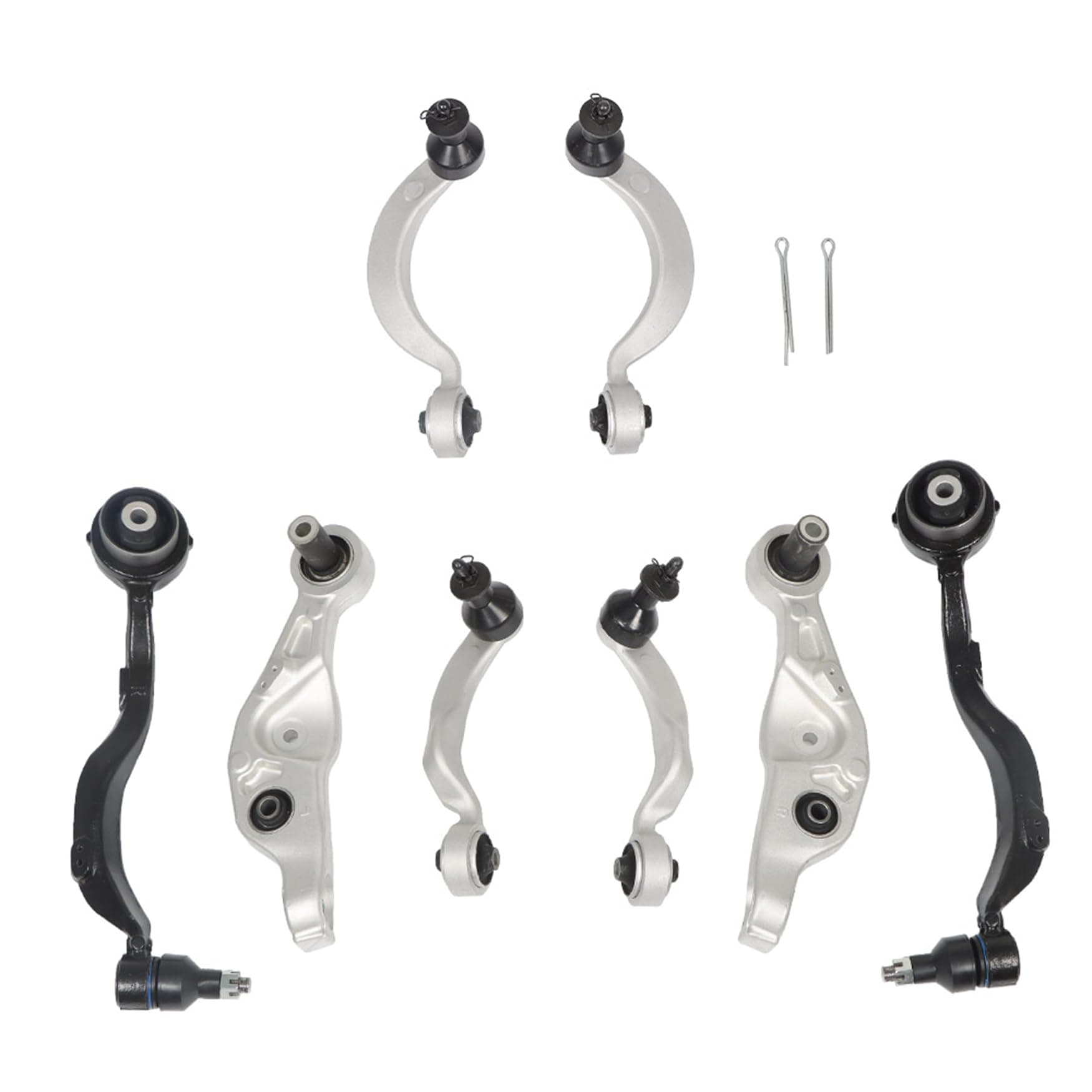 8PCS Front Upper Lower Control Arm w/Bushings Kit Replacement for 2007-2017 Lexus LS460 4.6L V8