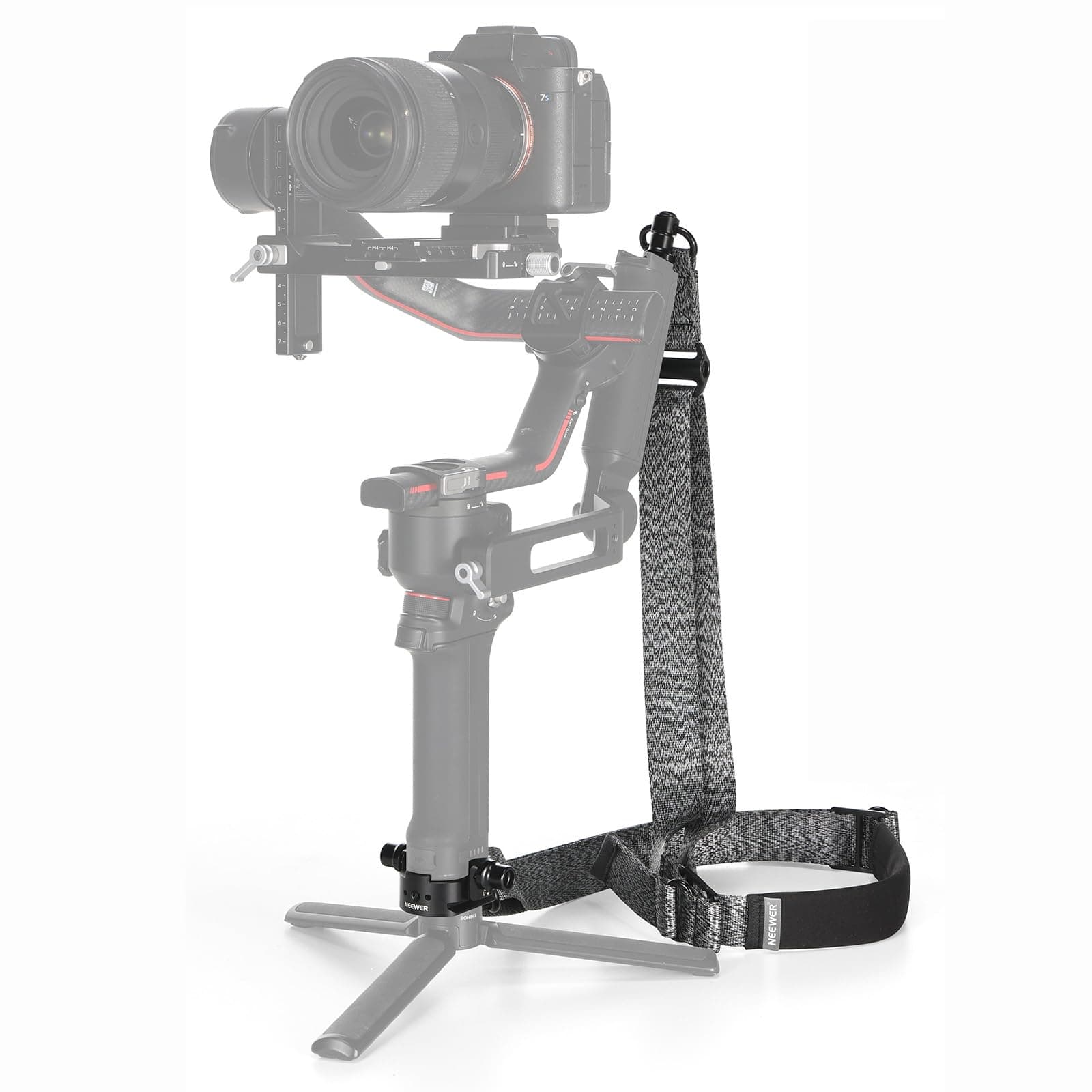 NEEWER RS4 RS3 Gimbal Shoulder Strap, Weight Reducing Padded Adjustable Strap with Baseplate Quick Release QD Buckle Compatible with DJI RS 5 RS4 RS4Pro RS3 RS3Pro RS2 Sling Handle, Grey, GA016