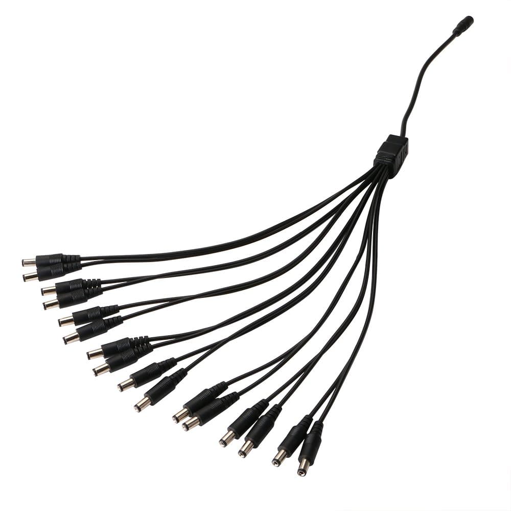 SEECOM CCTV Camera 16 Channel Power Cable Splitter DC 1 Female to 8 Male 5.5x2.1mm for CCTV Security Camera Analog HD DVR/Camera, AHD DVR/Camera, NVR/IP Camera