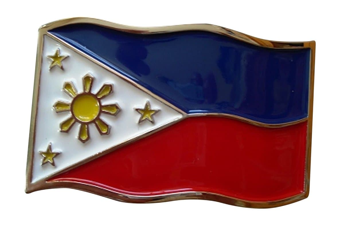 Philippines Flag Chrome/Enamel Belt Buckle
