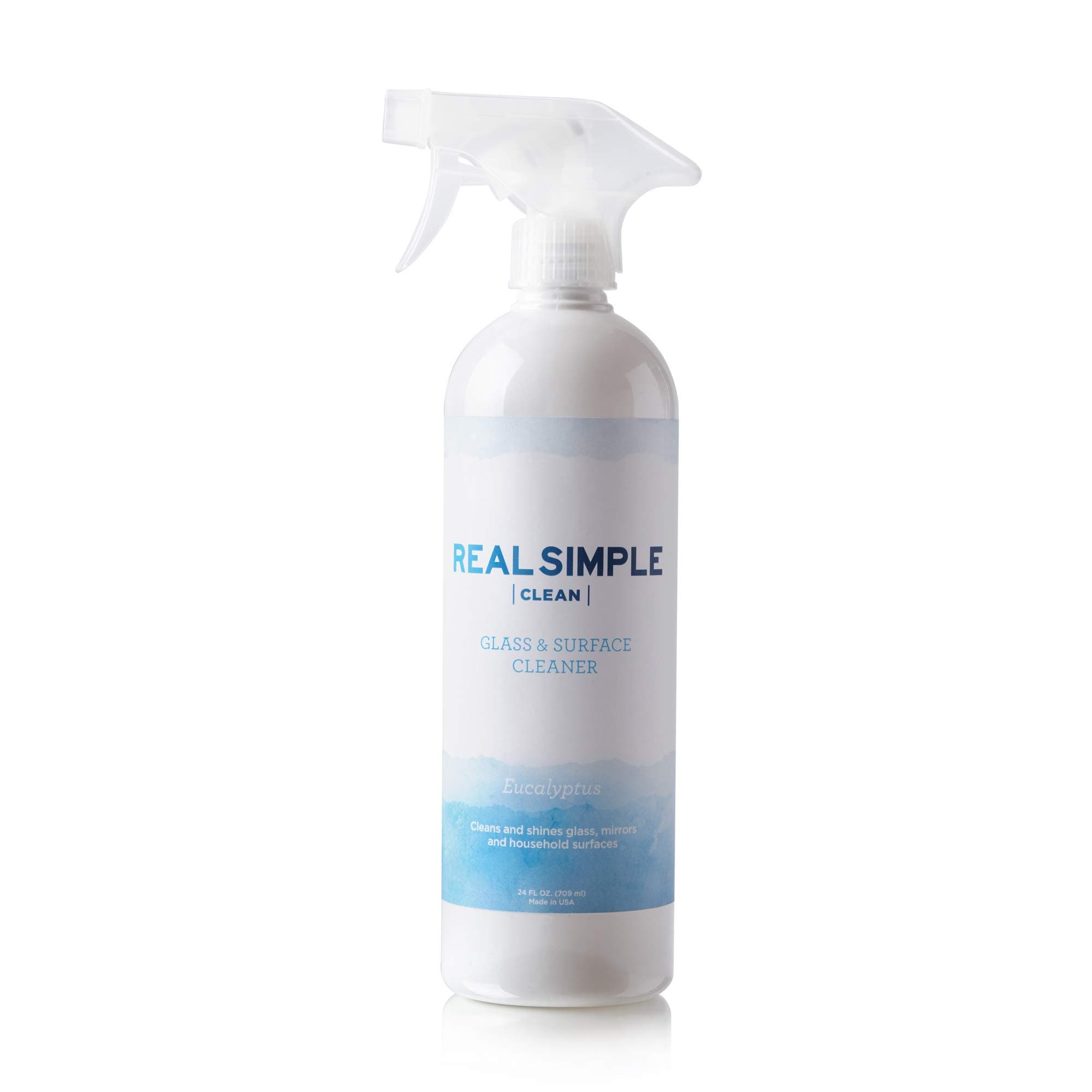 Real Simple Clean Multi Surface & Glass Cleaner, 24 ounce, For Glass, Mirrors, Tile, and Other Surfaces, Fresh Eucalyptus Scent -- Made in USA