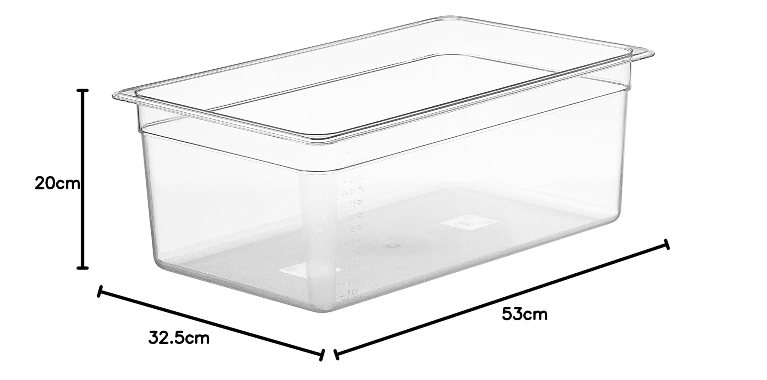 LIPAVI Sous Vide Container - Model C20-26 Quarts - 21 x 12.8 inch - Strong & Clear See-thought Polycarbonate - Matching L20 Rack and Tailored Lids for virtually every circulator sold separately.