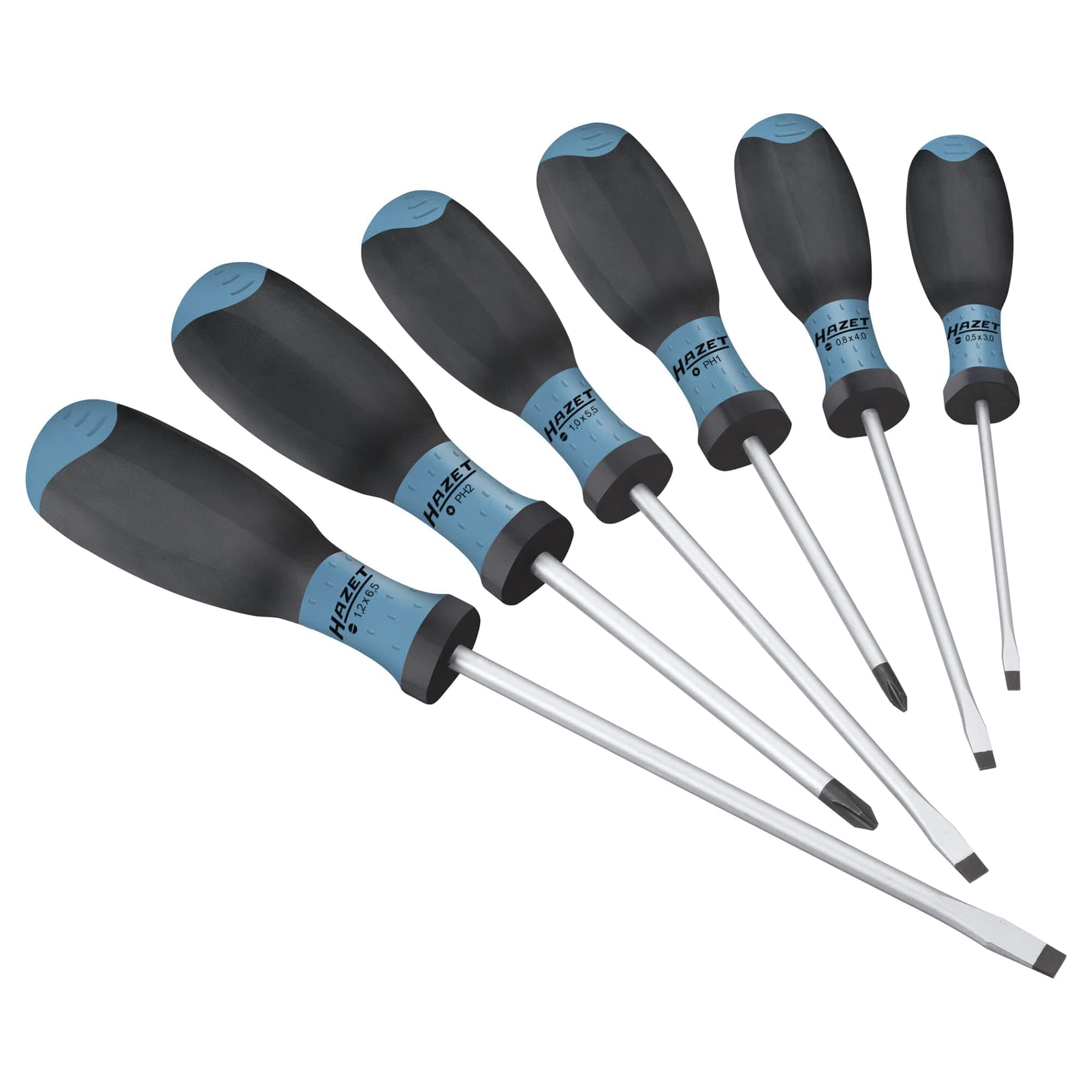 Screwdriver Set 810SPC/6 I 6-Piece Set with Non-Slip 3-Component Handle for High Force Transmission I Matt Chrome-Plated Surface, 4x Slotted Profile, 2x Phillips Profile