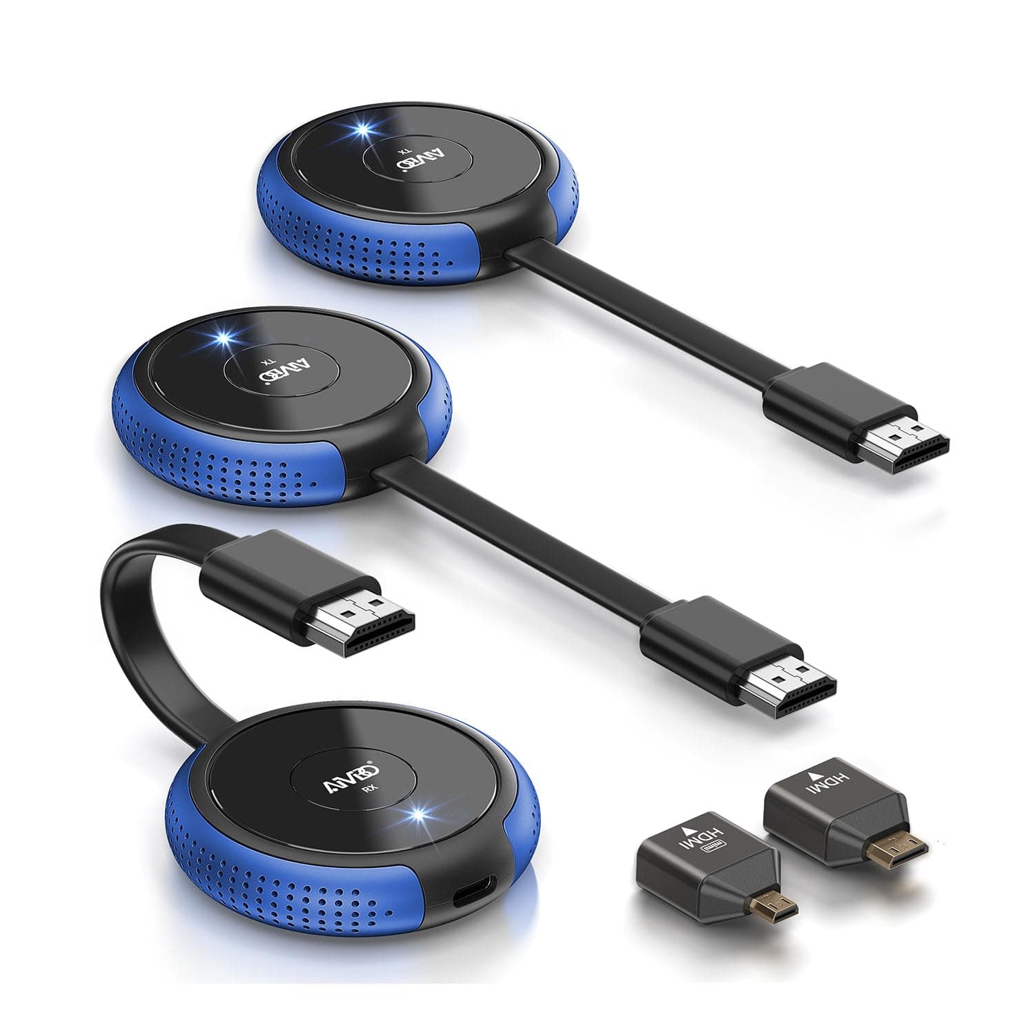 TIMBOOTECH 4K Wireless HDMI 2 Transmitters & 1 Receiver, 2.4/5.8GHz HDMI Wireless Multiple TX, Casting Video &Audio Extender for Laptop, DSLR, TV Box, Smartphone to Monitor, Projector, TV - 165FT