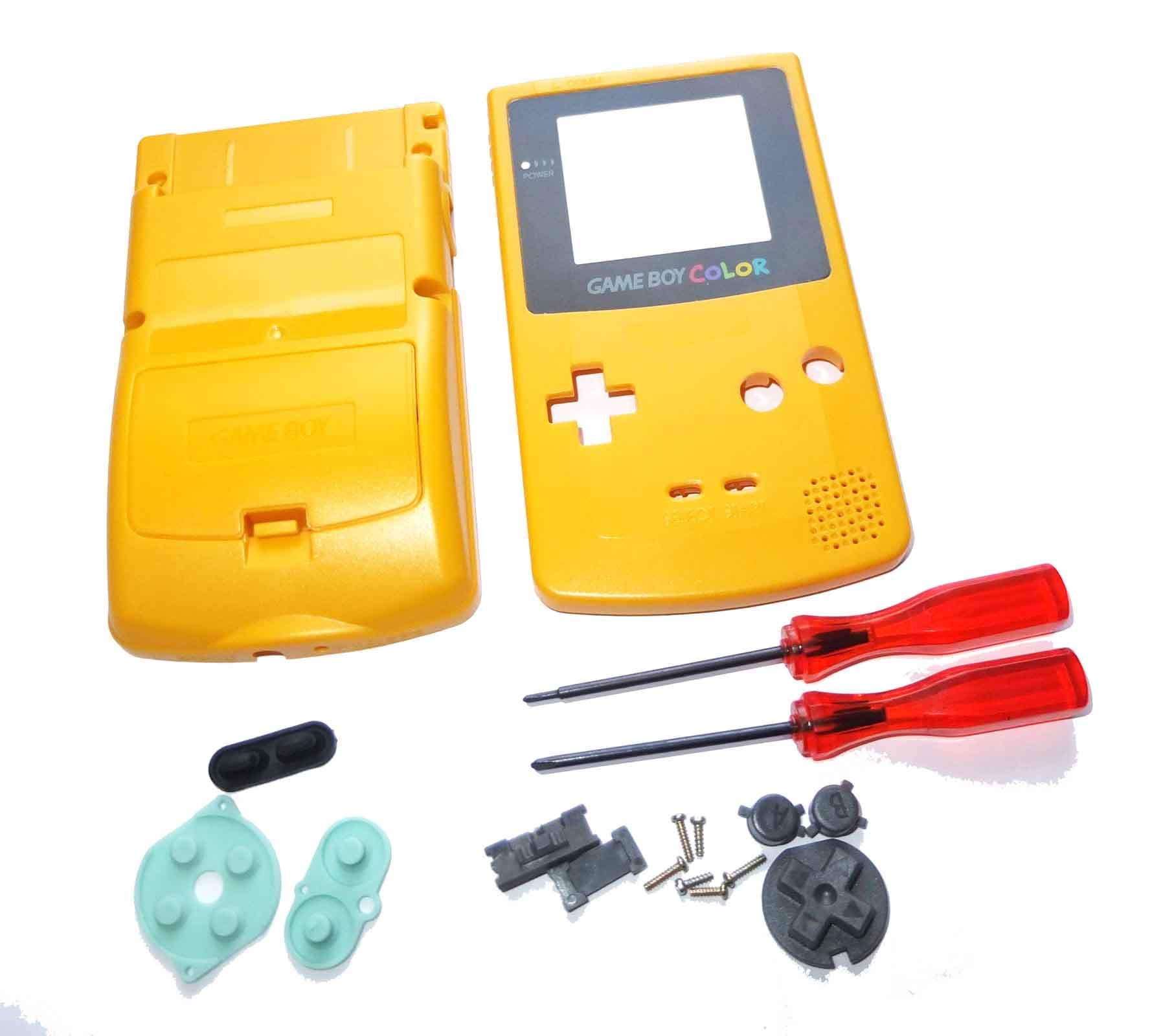 Replacement Shell Case for Game Boy GBC Color Yellow w Screen & Tools