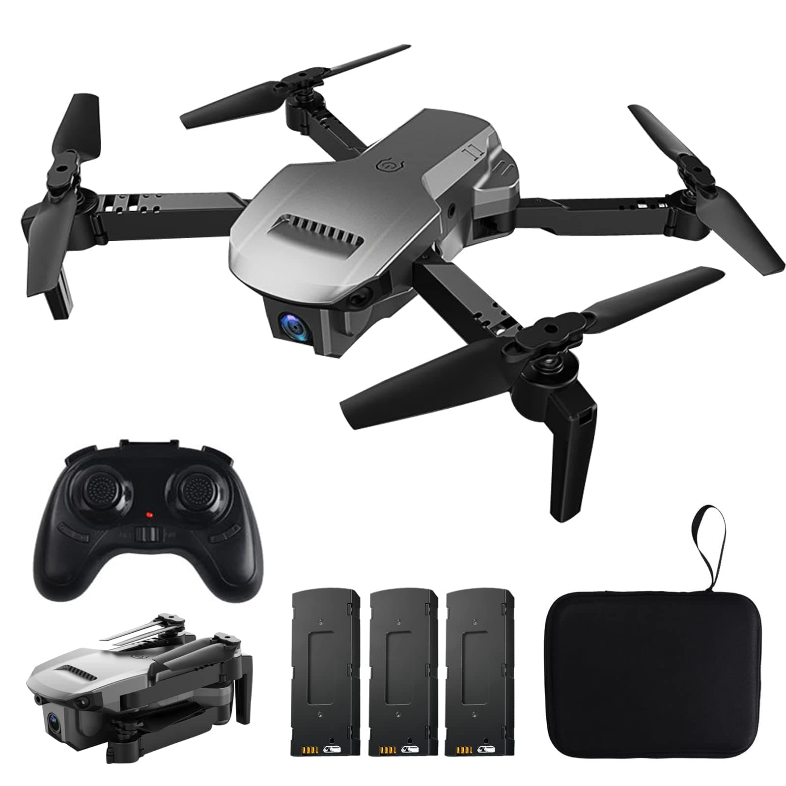 Drone with Camera for Adults 4k FPV 120° wide-Angle WiFi RC Quadcopter Long flight time (3 Batteries) Helicopters Flips RTF