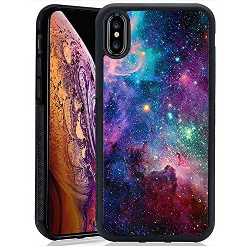 Case with Space Galaxy Pattern for iPhone Xs Max(2018) himsical Design Bumper Black Soft TPU and PC Protection Anti-Slippery &Fingerprint Case for iPhone Xs Max