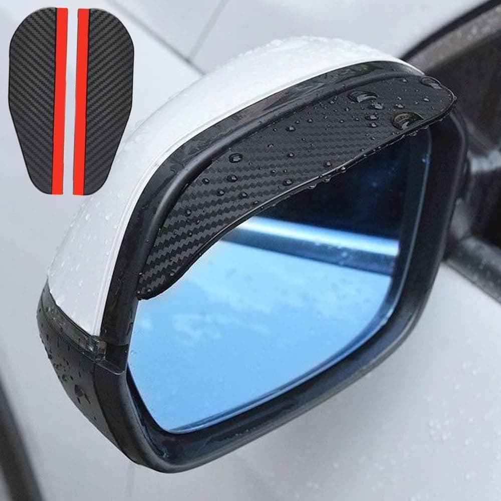 Car Rear View Mirror Rain Visor Guard, Auto Side Mirror Rain Eyebrow Cover,Mirror Visor Guard for Most Car, Truck and SUV,Carbon Fiber (2Pack)