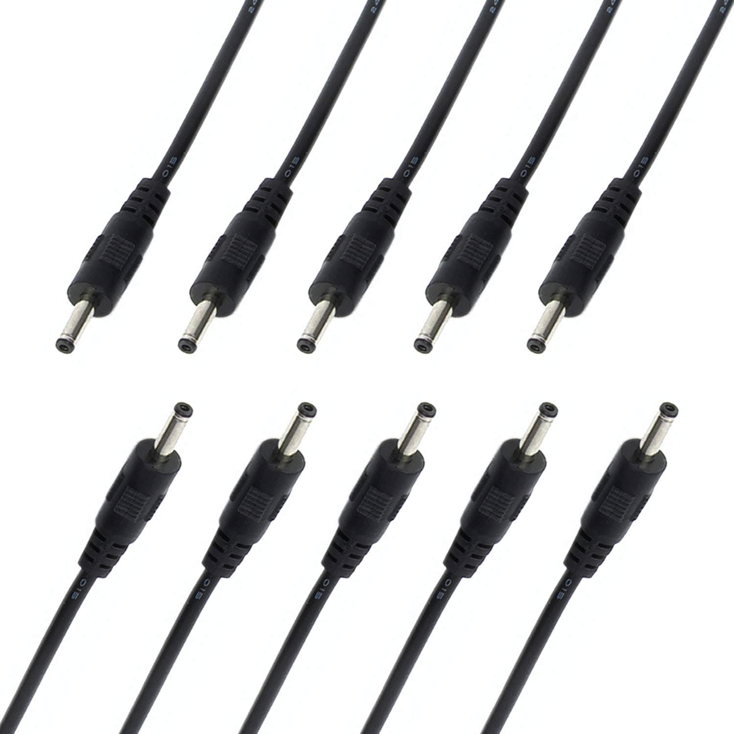 10 Pack 3.5mm x 1.35mm DC Power Male Plug Jack to Bare Wire Open End Pigtail Power Cable Cord 3.5x1.35mm for DC Power Supply IP Camera CCTV Security Camera Surveillance Cable Repair Replacement