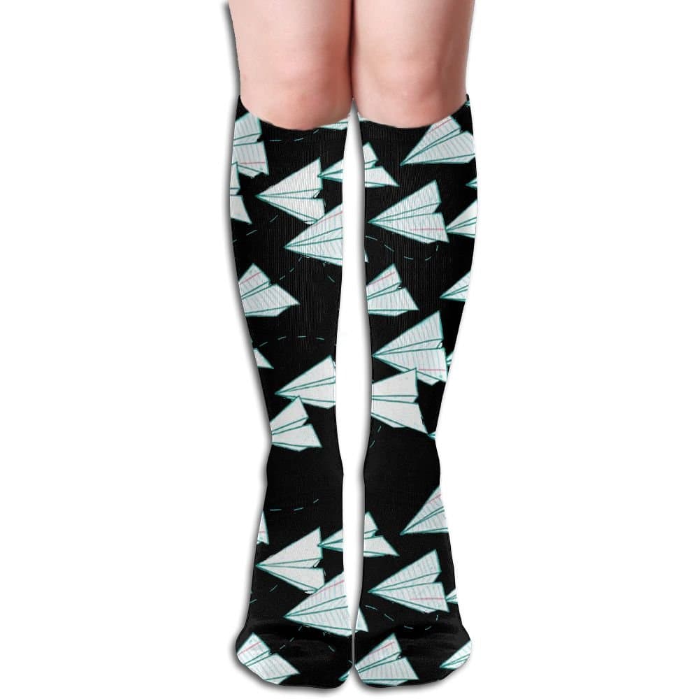 Unisex Paper Plane Design Elastic Long Socks Compression Knee High Socks ( 50cm )For Sports, Running, Travel