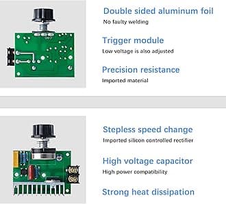 AC Variable Speed Controller, 120V~220V 15A 4000W SCR Voltage Controller for Router Fan Electric Motor Rheostat