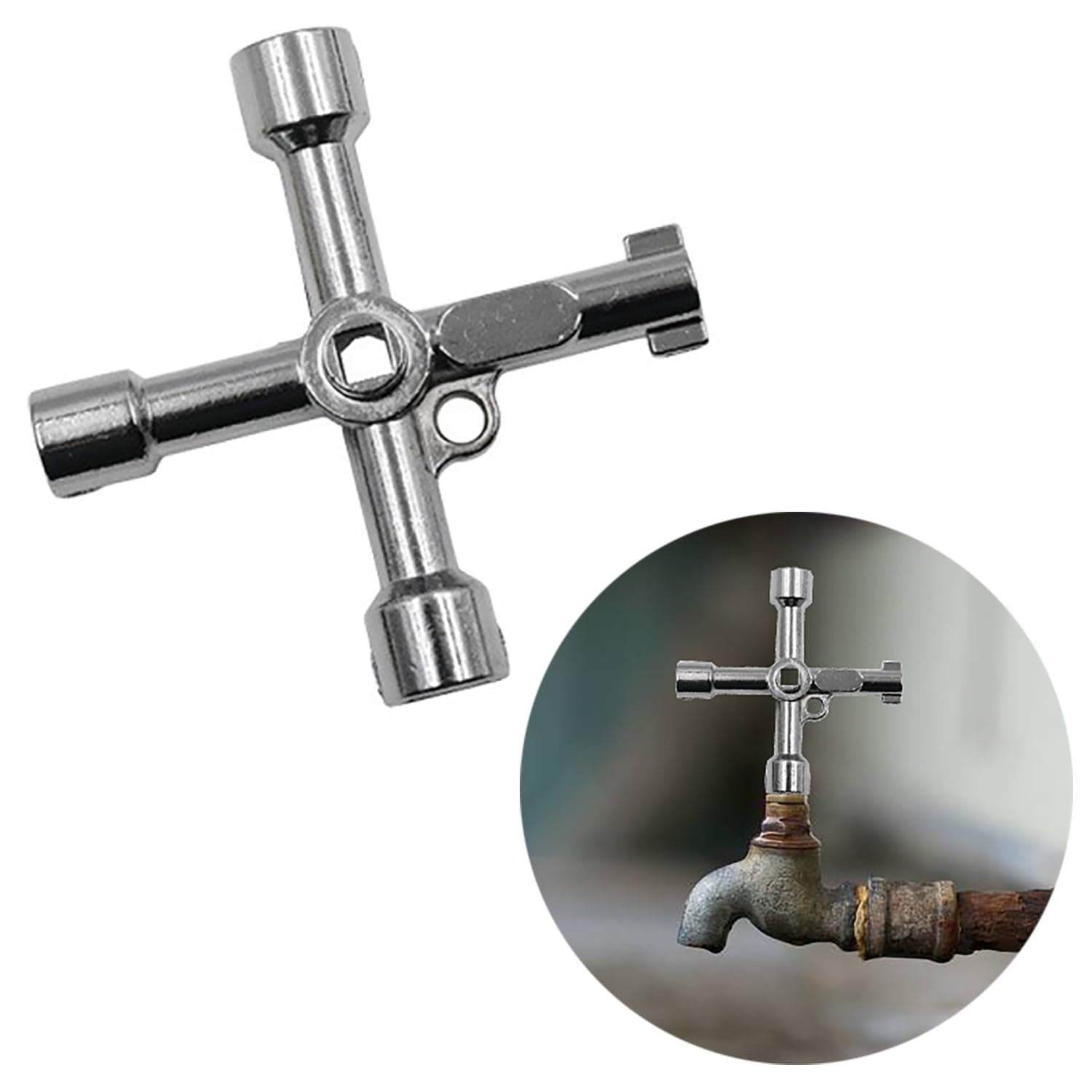 iLamvie Multifunctional 4-Way Radiator Bleed Keys, Master Key, Open Cabinet, Multifunctional Keys (Silver)