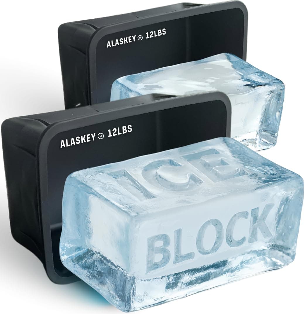 Alaskey® Giant Ice Block Mold 12 lbs (2-Pack) | Create Perfect Reusable Ice Bricks | Professional Silicone Mold for Crafting Extra Large Ice Cubes, Ideal for Ice Baths, Coolers, Bartender Accessories