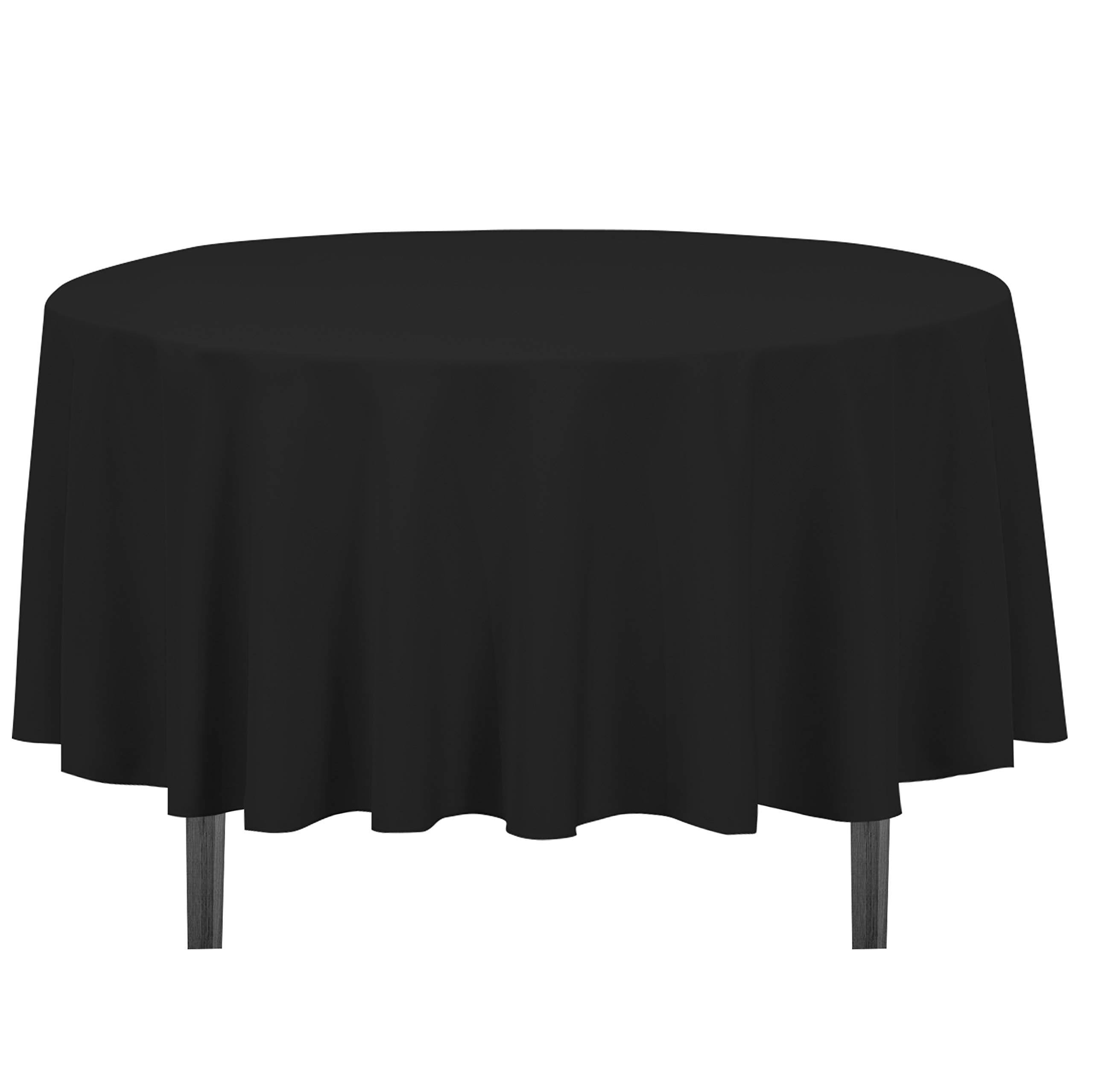 LinenTablecloth 90-Inch Round Polyester Tablecloth Black