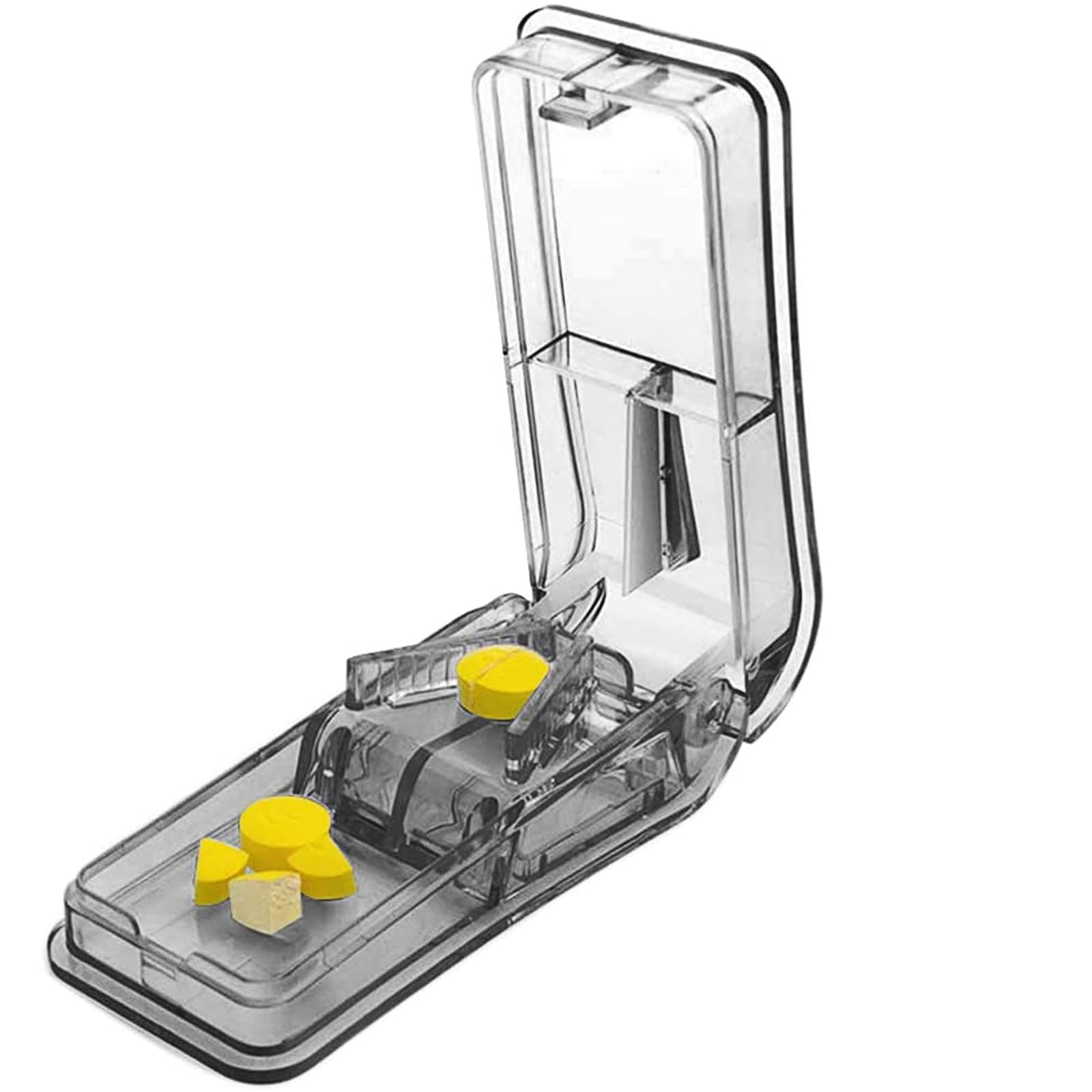Pill Cutter for Small or Large Pills. The Best Multiple Pill Splitter Ever! Design in The USA. Doubles as a Pill Box. Not Suitable for Tiny Pills. Keychain Pill Holder As a Bonus. (Gray)