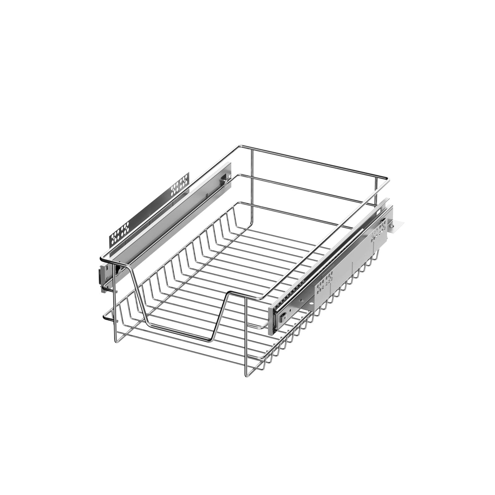 XEMQENERHeavy Duty Kitchen Pull Out Wire Baskets Base Storage Unit, Slide Out Kitchen Utensil Holder Rack Larder Drawers Origanize with Buffer (for 300mm Width, 1 Pcs)
