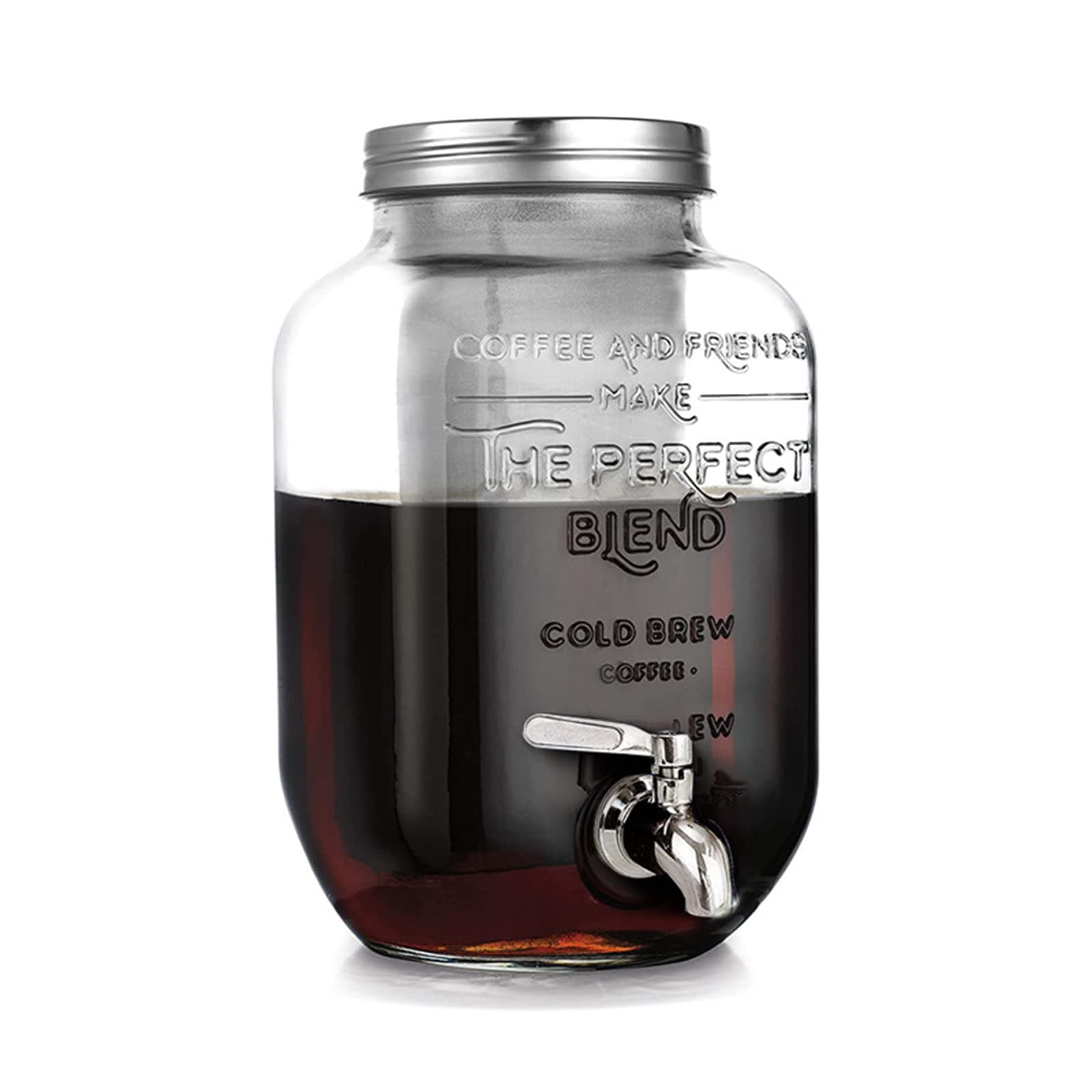 Cold Brew Coffee Maker, 4L Large Jars Drink Dispenser, Clear Iced Coffee Maker Glass Cold Brew Coffee Pot, Coffee Dispenser, 4L