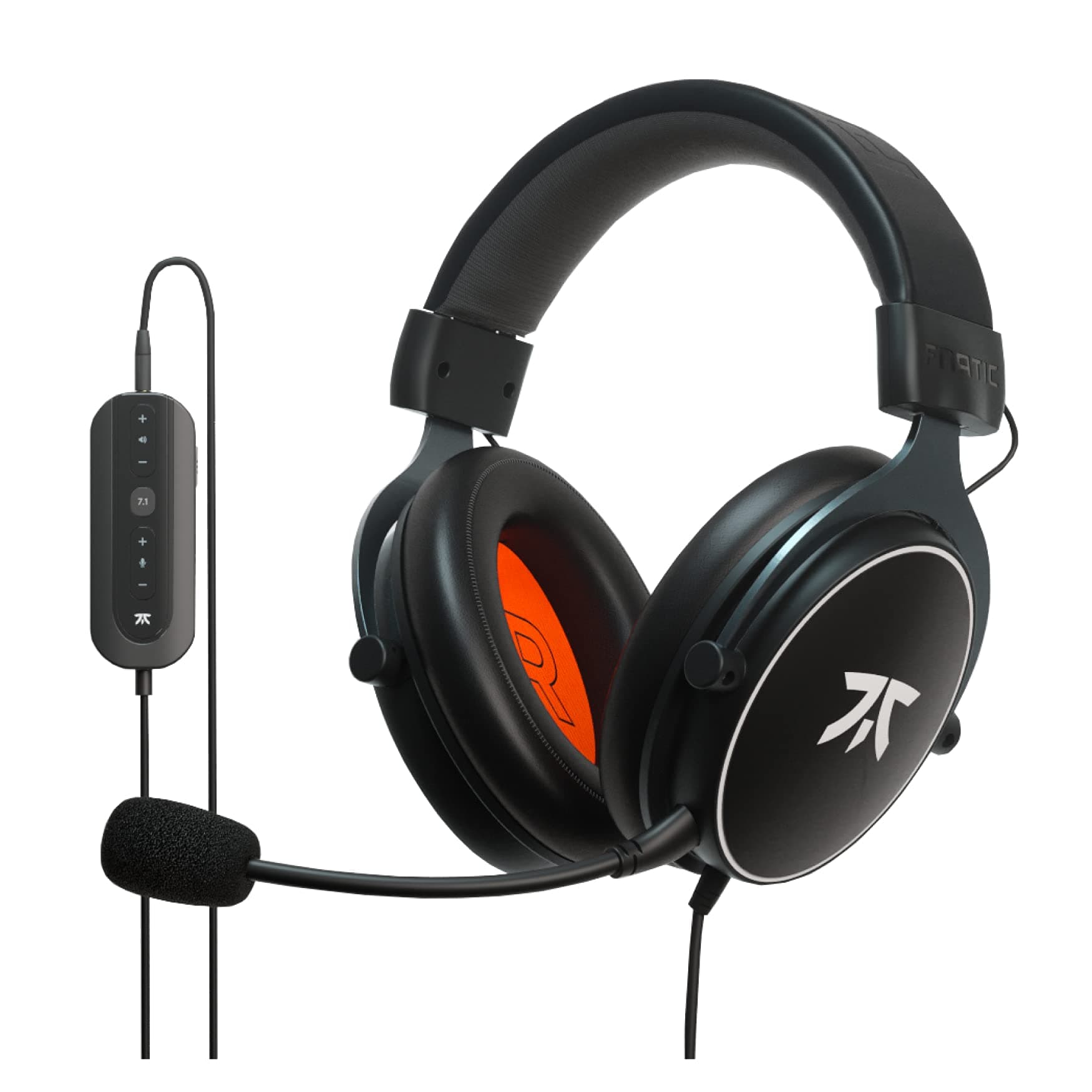 Fnatic React+ Gaming Headset for Esports with 53mm Drivers, Precise 7.1 Surround Sound and Advanced USB Sound Card, [Windows Compatible], Metal Frame, Broadcaster Detachable Microphone, 3.5mm Jack