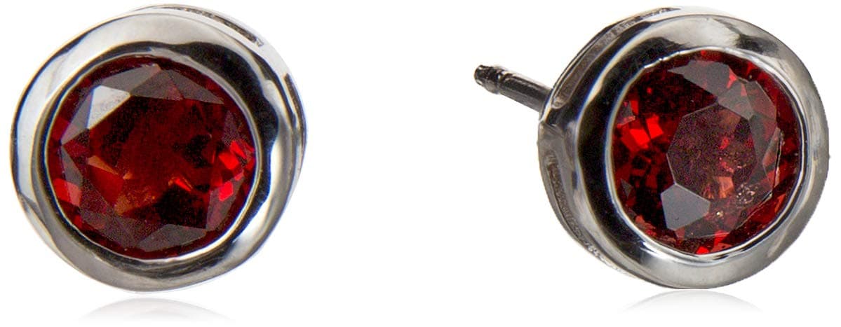 Sterling Silver Genuine and Created Gemstone 5mm Bezel Set Birthstone Stud Earrings