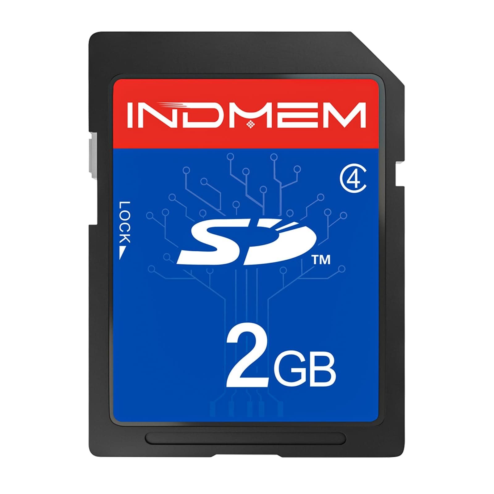 INDMEM SD Card 2GB Class 4 Flash Memory Card 2G SLC Stanard Secure Digital Cards (1PC)
