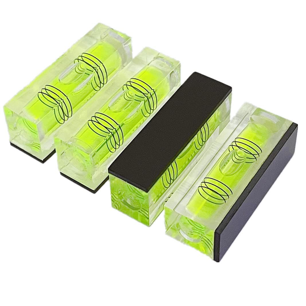 4Pcs Magnetic High Precision Small Level Bubble 52x15x20mm Three Line Horizontal Level Mini Square Bubble Spirit Levels for Picture Hanging