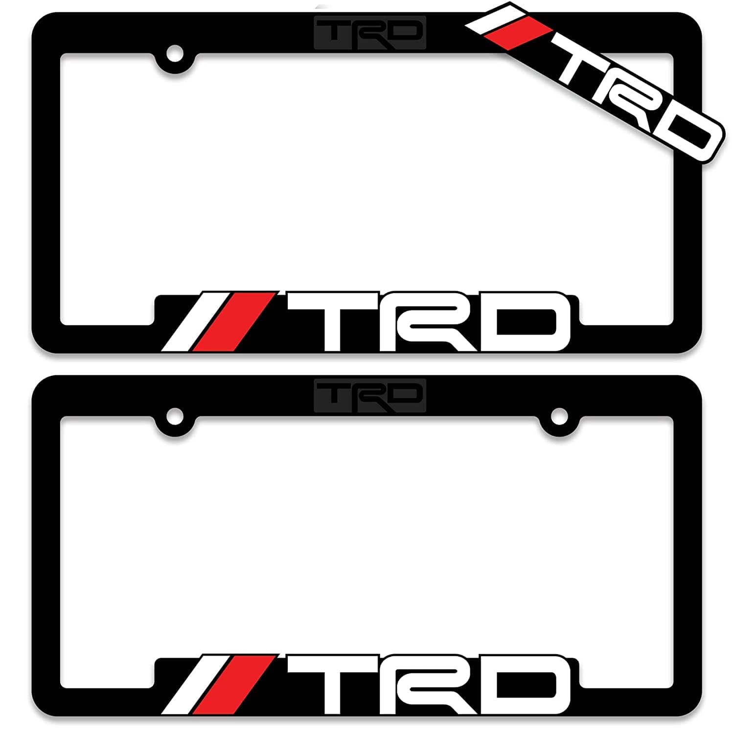 TRD (2) License Plate Frames Toyota Racing Development 3D Letter Frame Brackets (1-Pair)