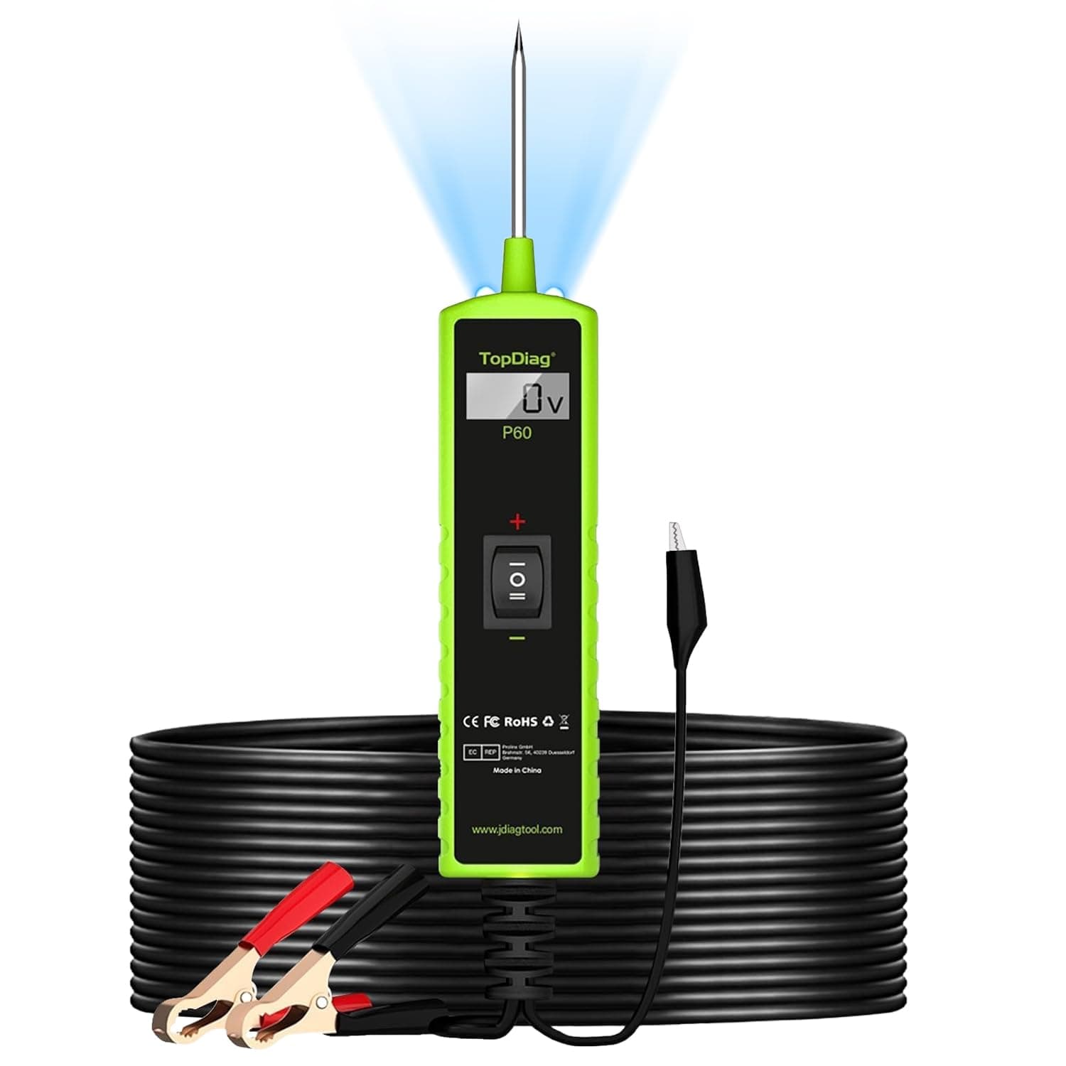 P60 Automotive Circuit Tester, Voltage Tester, Diode Detection, Component Activation, Continuity Test, 6-24V Electric Light Test Pen