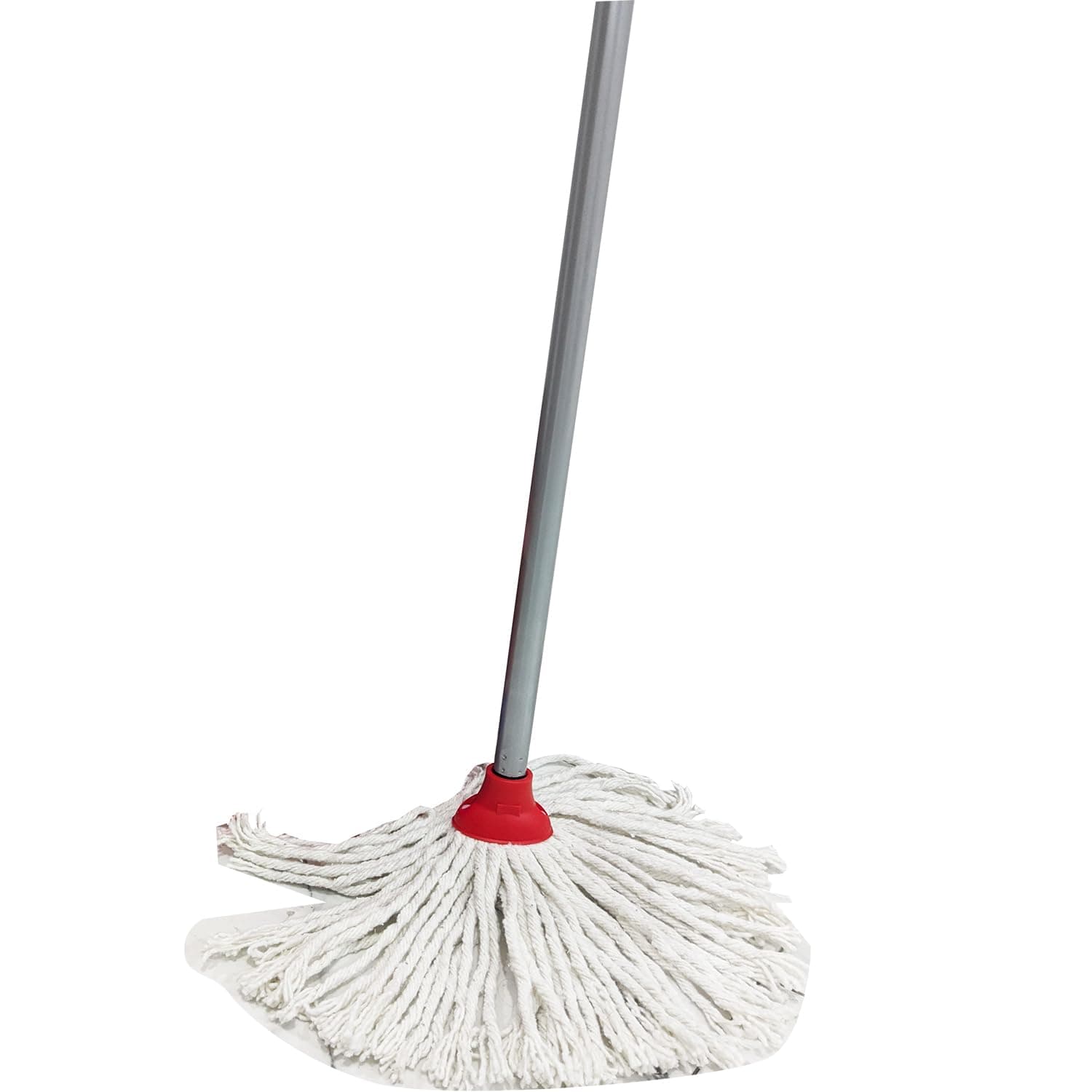 Vileda Classic Cotton Floor Mop With Stick, Super Absorbent, Universal Thread Handle, Cost-Effective, Red & White, 10 x 6 x 153 Cm