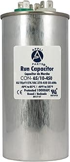 - Appli Parts Condensador Capacitor de Marcha 65+10 Mfd uF (microfaradios) 370VAC o 450VAC CBB65 Universal Aire acondicionado y aplicaciones Redondo UL E476928 13.3cm Alto 5.7cm Ancho CON-65/10-450