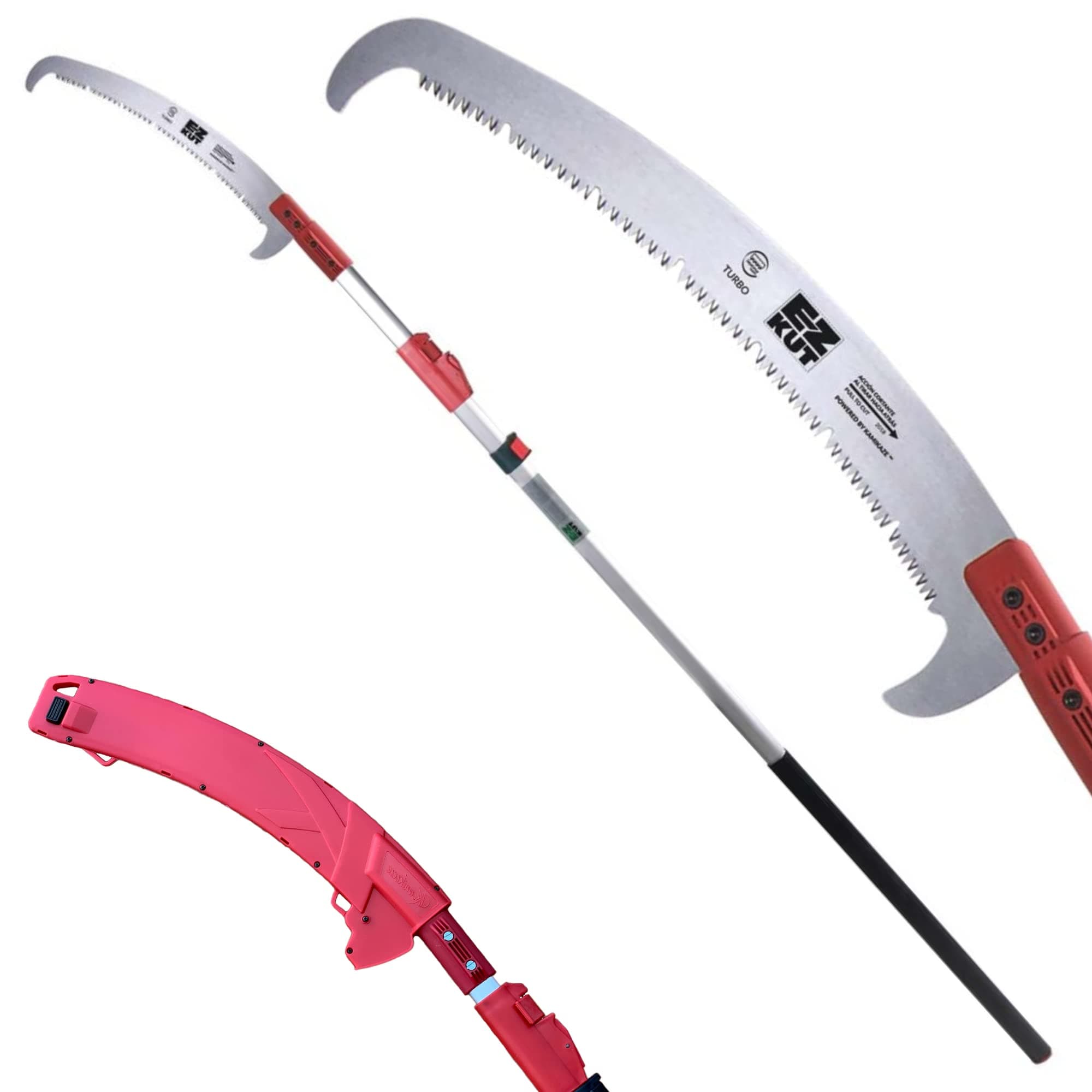EZ KutProfessional Pole Saw 20’ Extendable - Manual Pole Saw for Tree Trimming. Branch Cutter with Double Hook for Branch Removal - Best Tree Pruner. Tree trimmer pole saw. Since 1988