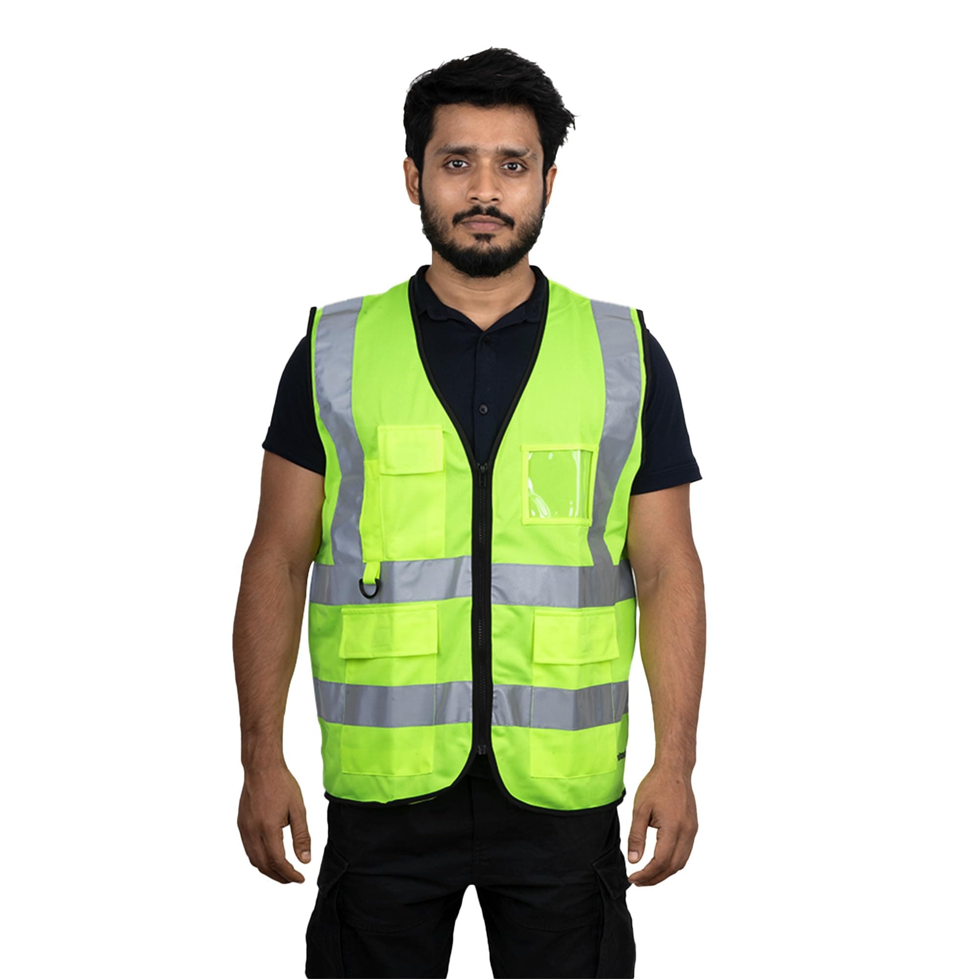 PROCLO 71 Reflective Lightweight Safety Jacket With 4 Pockets (2 inch) EN Certified, High Visibility Vest use For Airport, Construction, Workers & Bicycle Riders (Green) (Pack of 1)