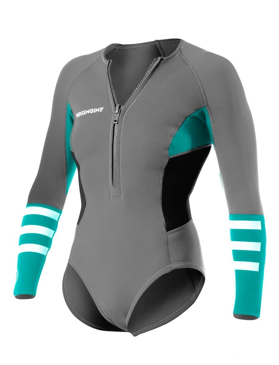 Ride Engine Wetsuit Women's Almar 2/2mm Front Zip Shorty Booty Cut Long Sleeve