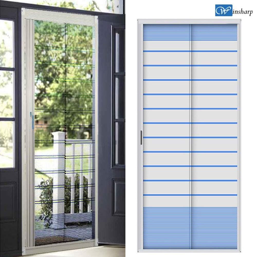 Custom Cut to Size,[ Blue,Embedded, W 40 xH 83 (inch)], Aluminum Retractable Front Screen Door net,Fiberglass mesh with alumium, Mosquito Screens I Bug Net for Doors