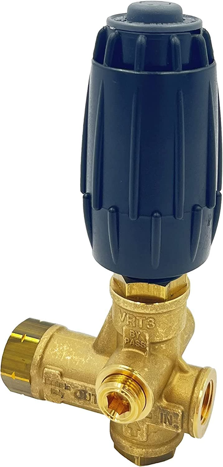 B E Pressure AL607EZ VRT3 Unloader with Easy Start, Inlet : 3/8" MNPT, Outlet : 3/8" MNPT, Bypass : 3/8" FNPT, 4500 psi, 8.0 GPM, 194 Degree F Temperature, Black/Brass