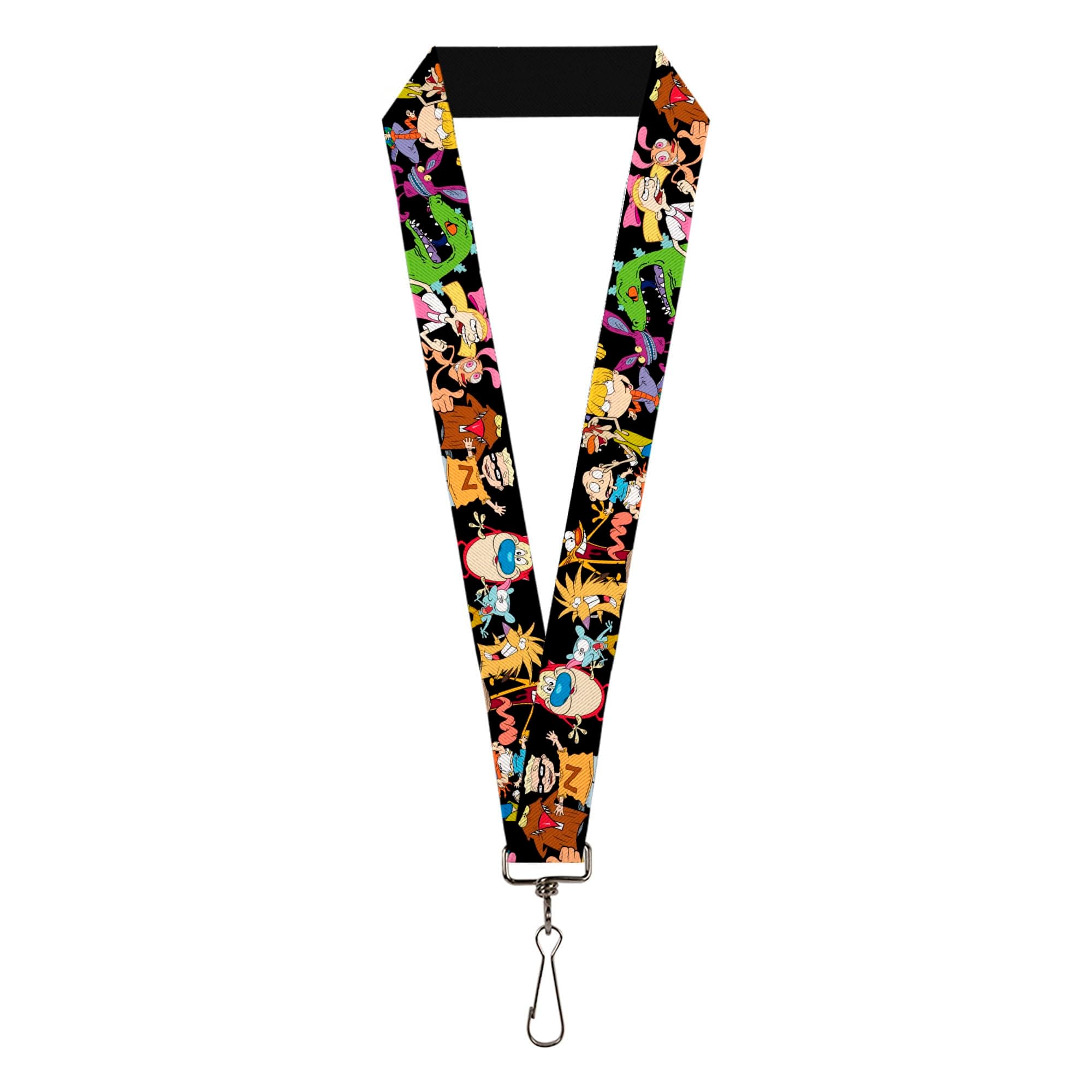 Nickelodeon Lanyard, Nick 90s Character Poses Black, Elastic