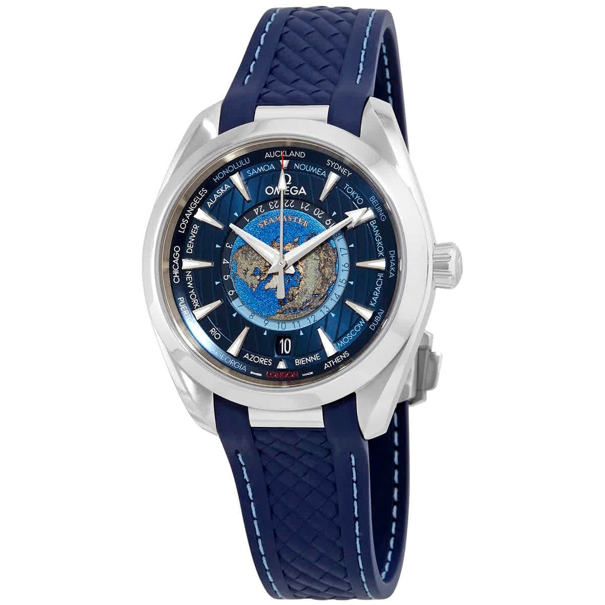 Omega Seamaster Aqua Terra World Time Automatic Chronometer Blue Dial Men's Watch 220.12.43.22.03.001, Modern