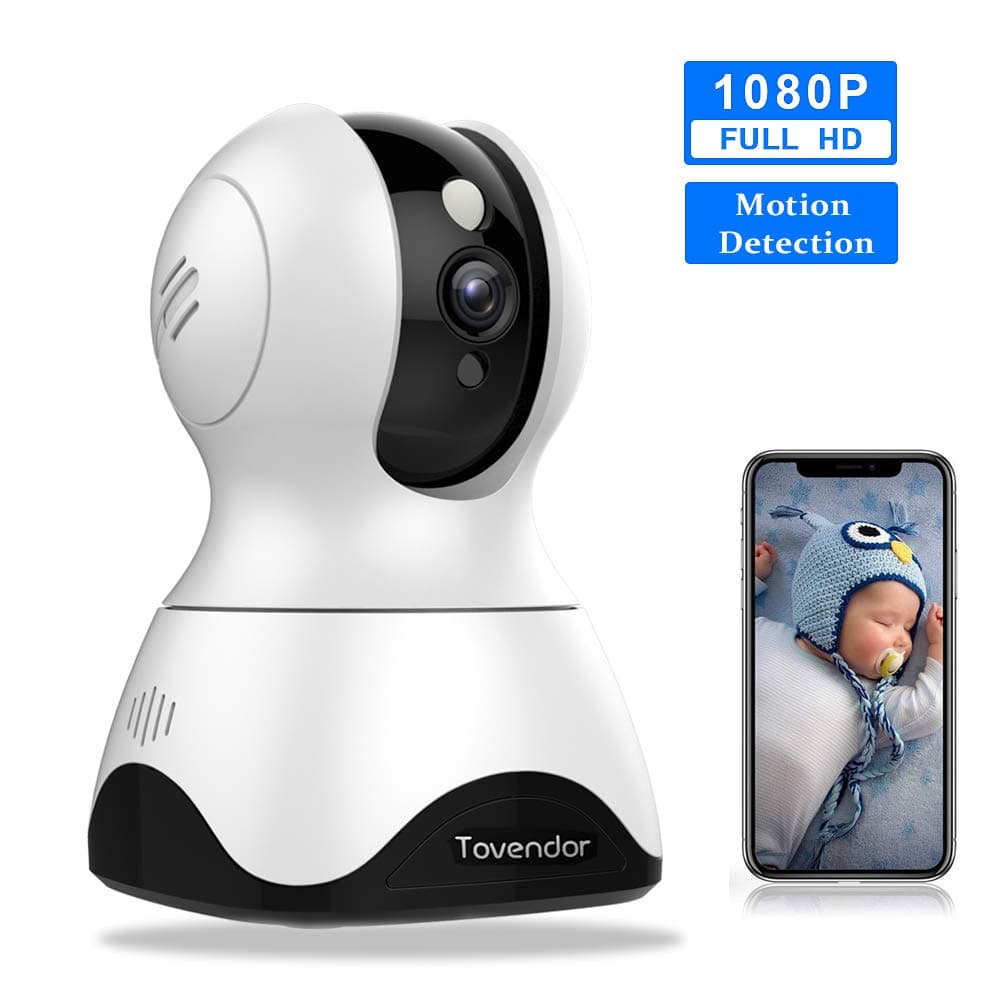 1080P WiFi IP Indoor Camera Security Smart Wireless Home Camera with Night Vision, 2-Way Audio, Person Detection, Compatible with Alexa,Tovendor