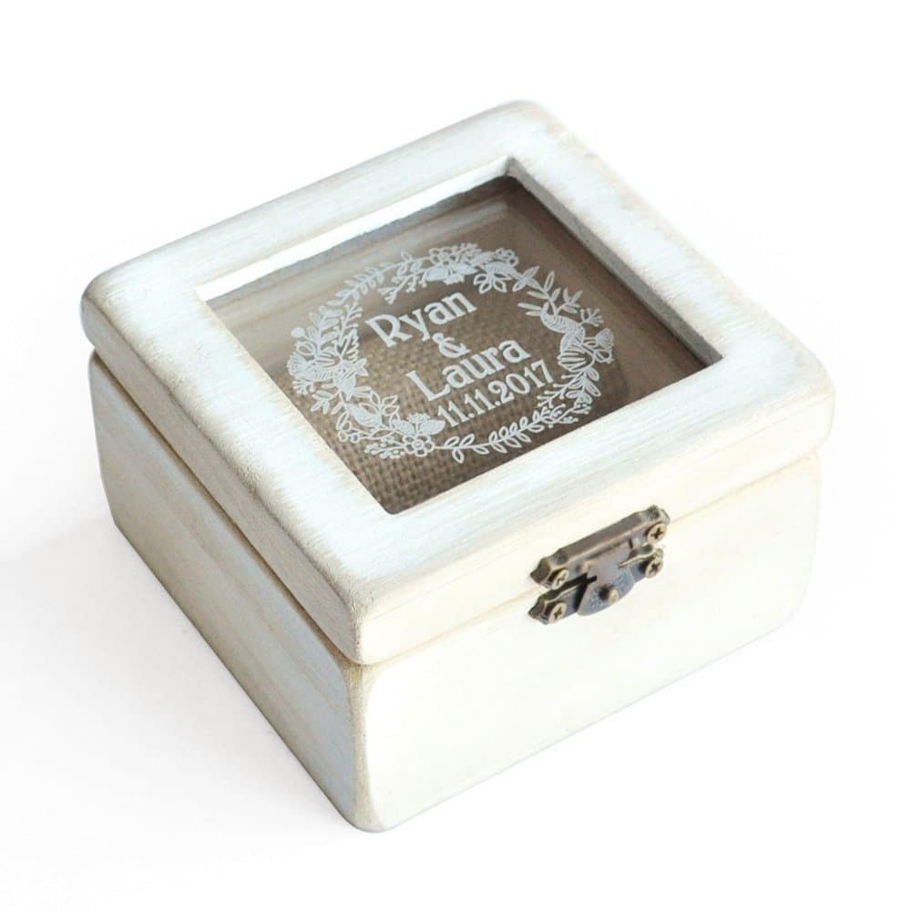 LOVEhandmade Custom Ring Bearer Box, Rustic Wedding Ring Box, Wooden Ring Bearer Box, Personalized Gift