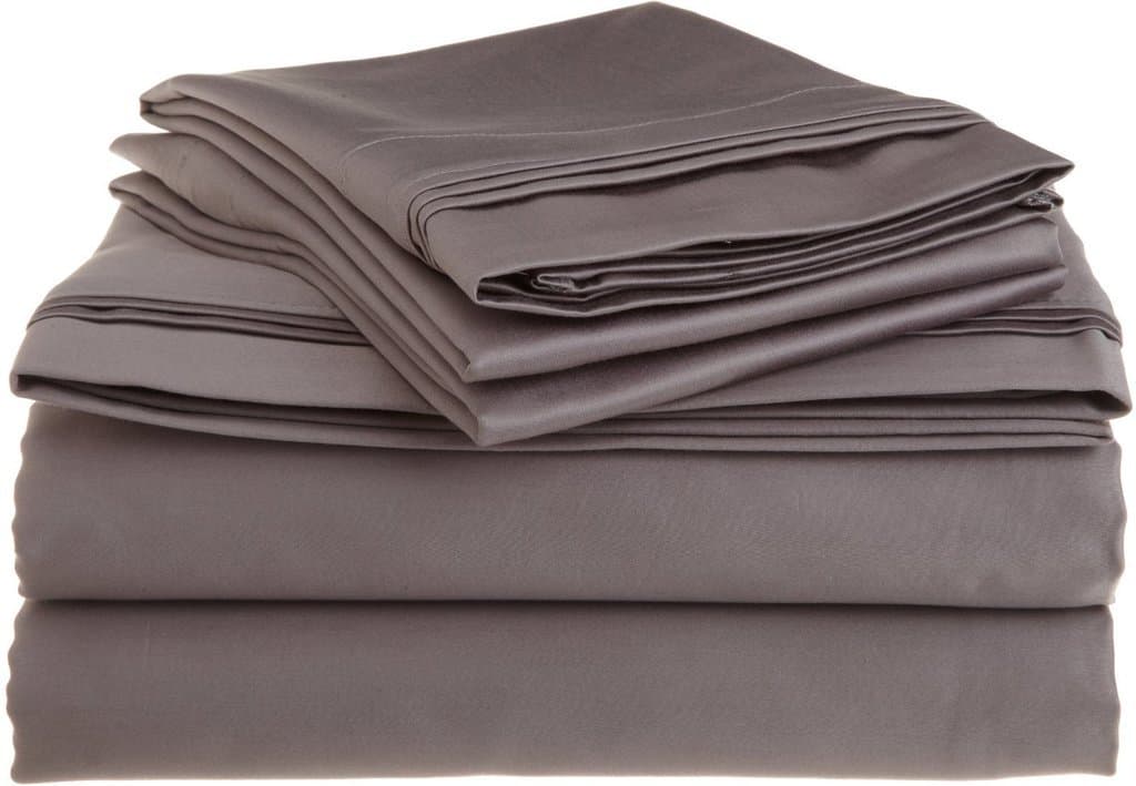 Mattress Homes 400-Thread-Count Egyptian Cotton (15" Extra Depth Pocket) 4-Pieces Sheet Set-(Dark Grey Solid,Short Queen)